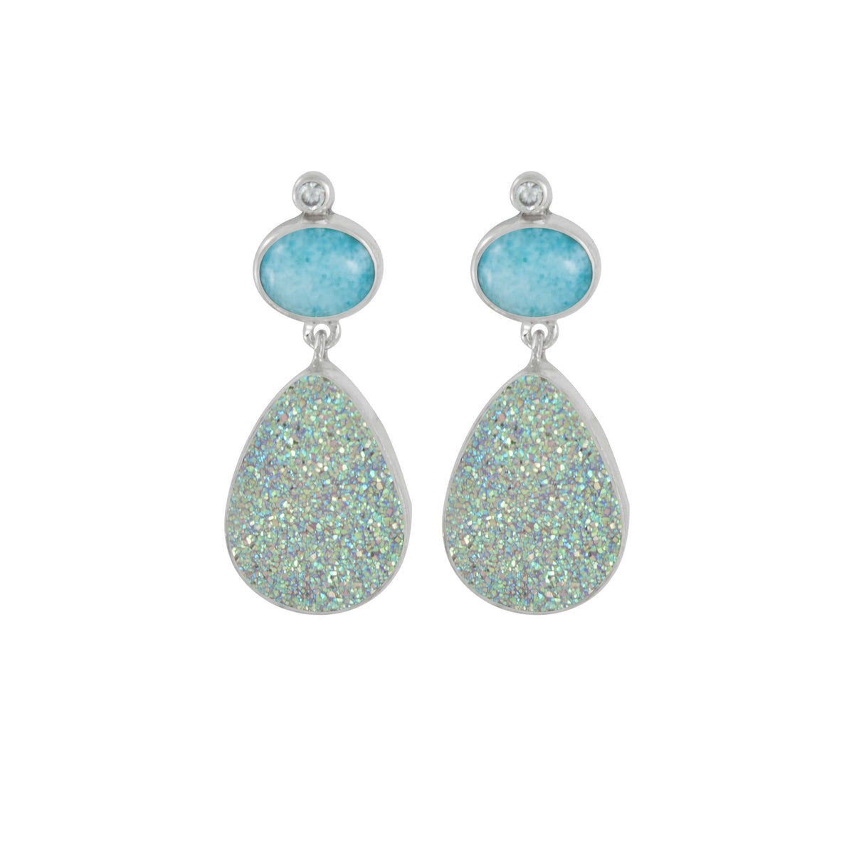 Simply Elegant Larimar &amp; Druze earrings