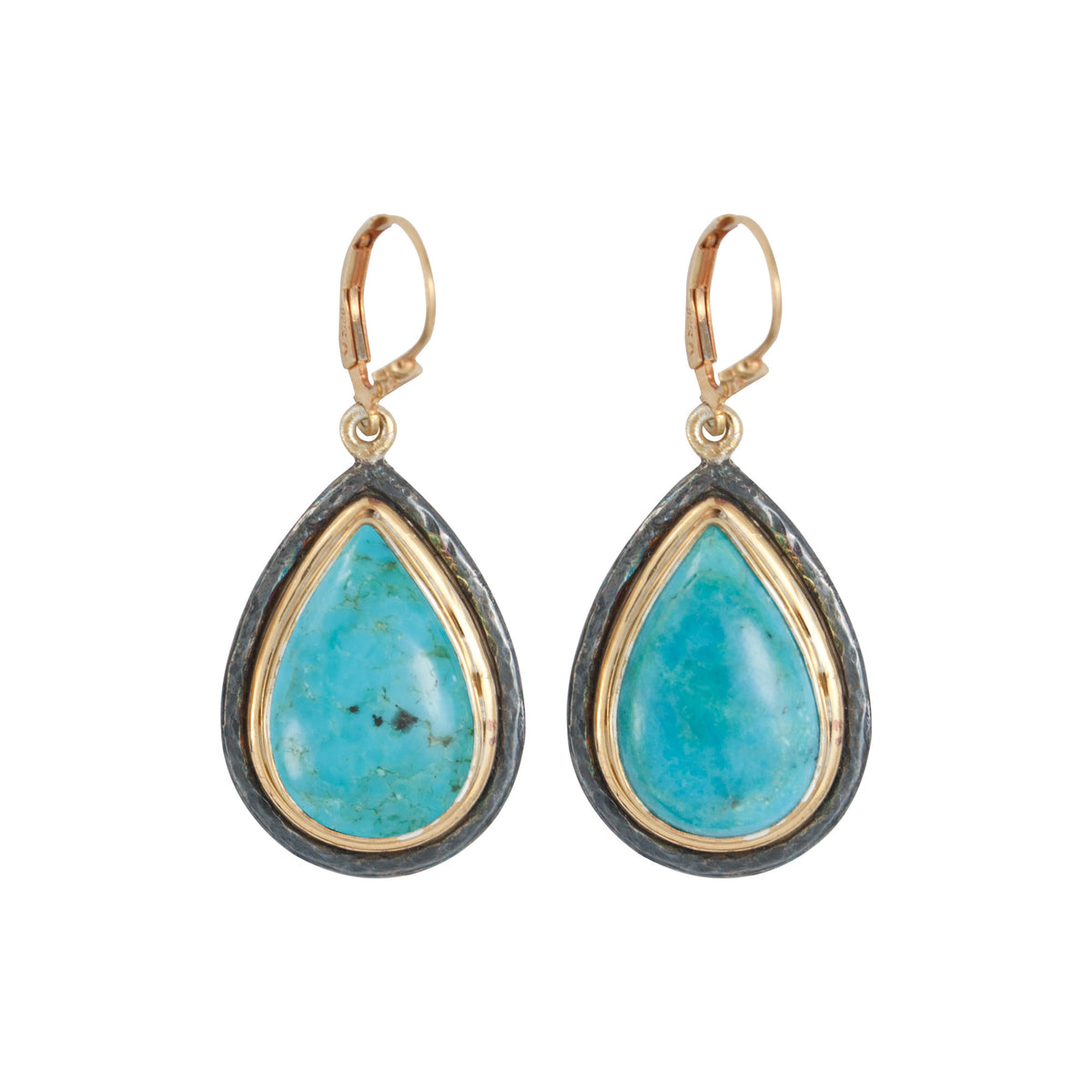 Sterling Silver Gold Dip Earring With Turquoise Pear