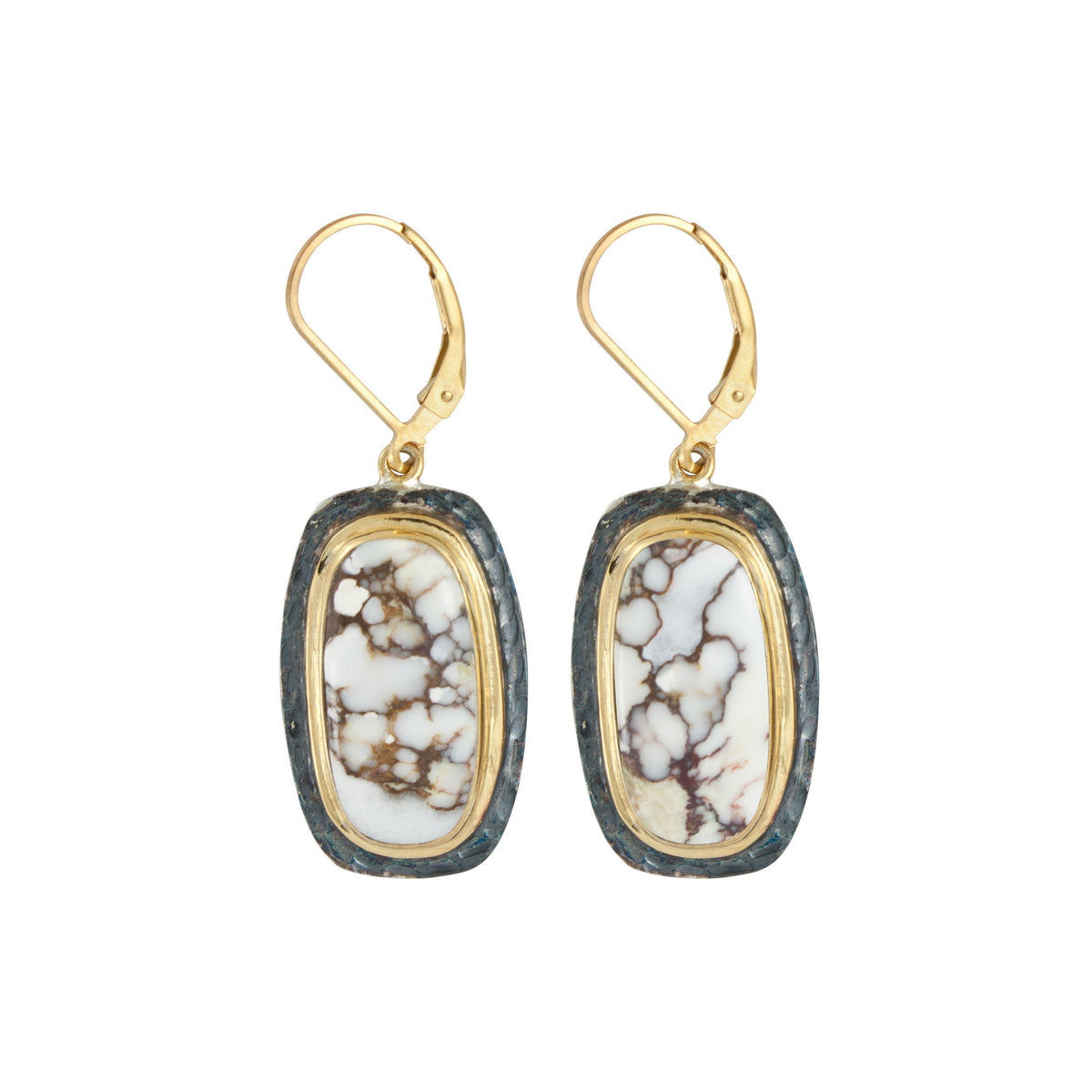 Sterling Silver Earring With Iron Stone Rectangle Cushion