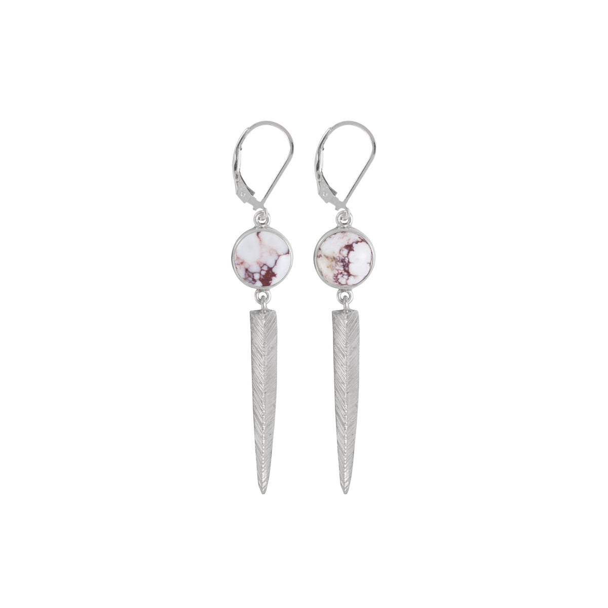 Sterling Silver Earring With Iron Stone Round