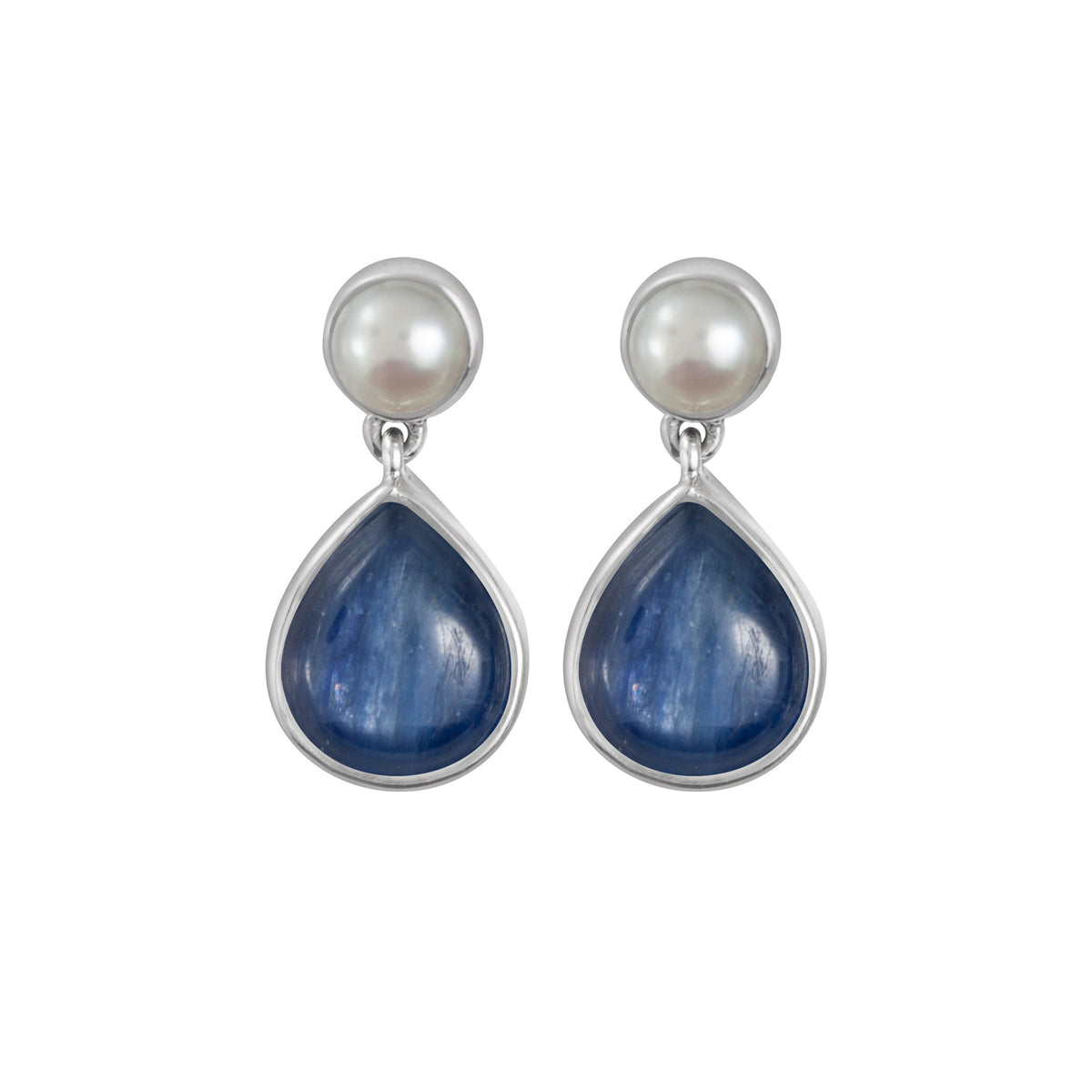 Silver Earring With Pearl And Kynite