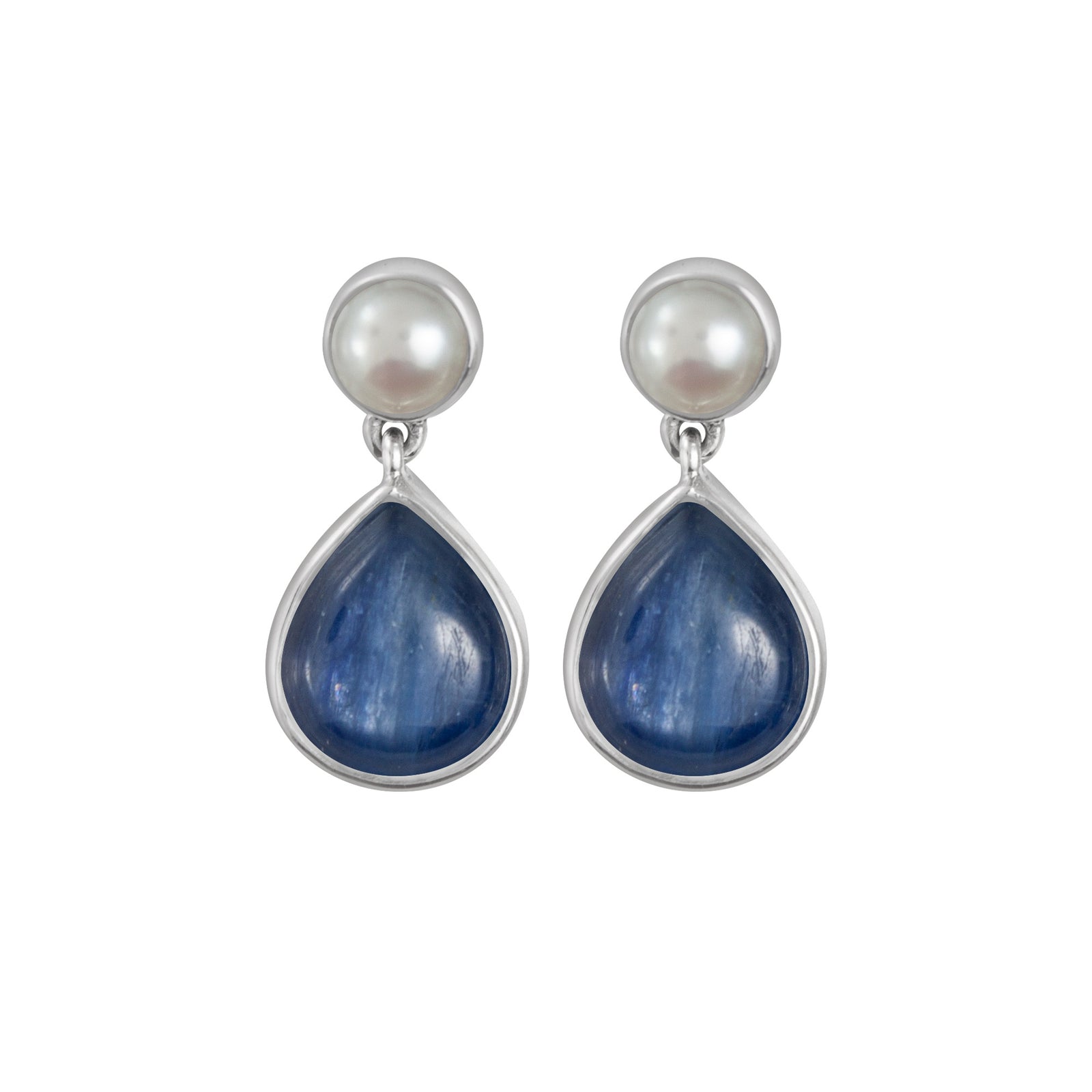 Silver Earring With Pearl And Kynite