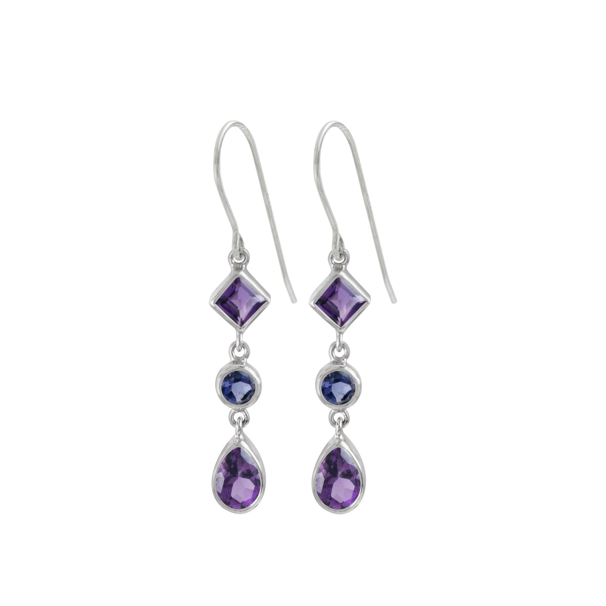 Sterling Silver Earring With Multi Facet Stone