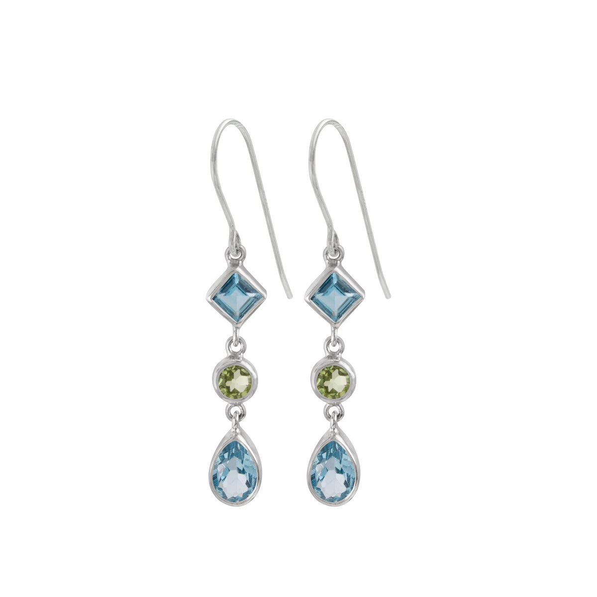 Sterling Silver Earring With Multi Facet Stone