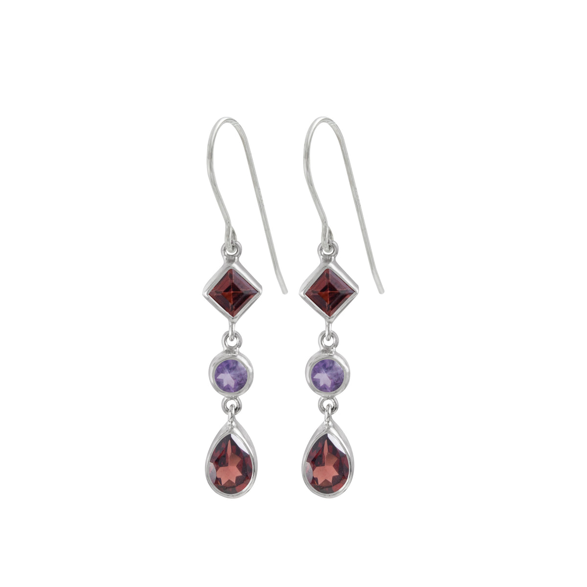 Sterling Silver Earring With Multi Facet Stone