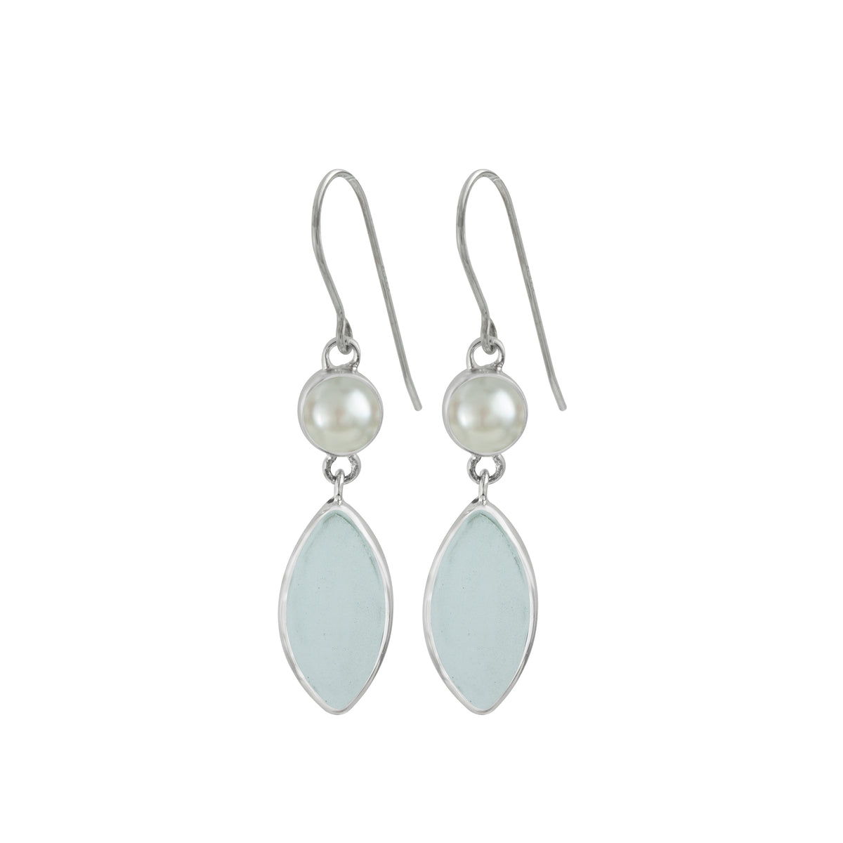 Sterling Silver Earring With Pearl, Sea Glass