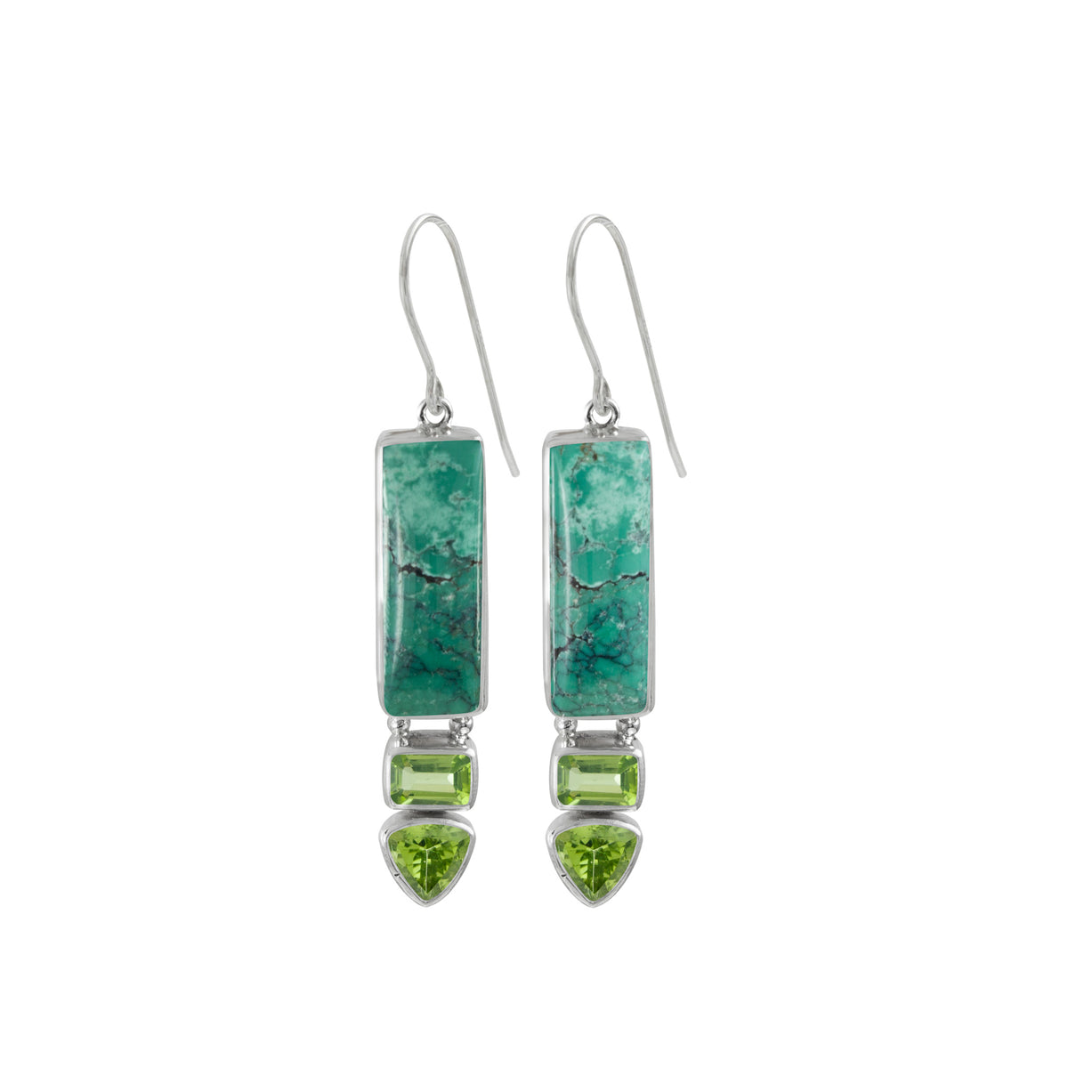 Natural Turquoise Earrings with Blue Topaz and Peridot