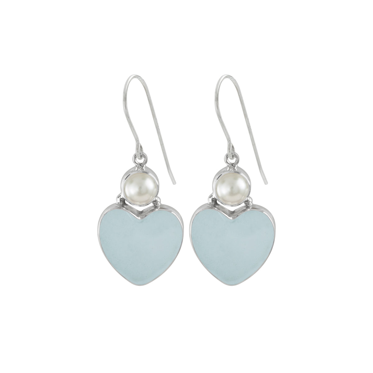 Silver Earring With Pearl And Sea Glass