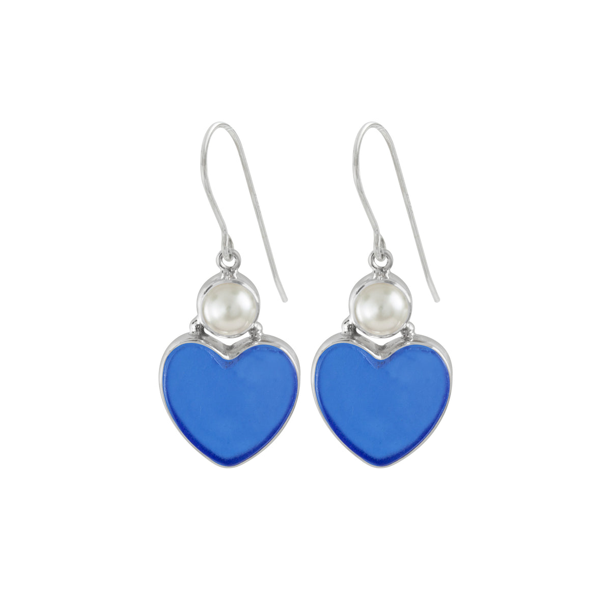 Silver Earring With Pearl And Sea Glass