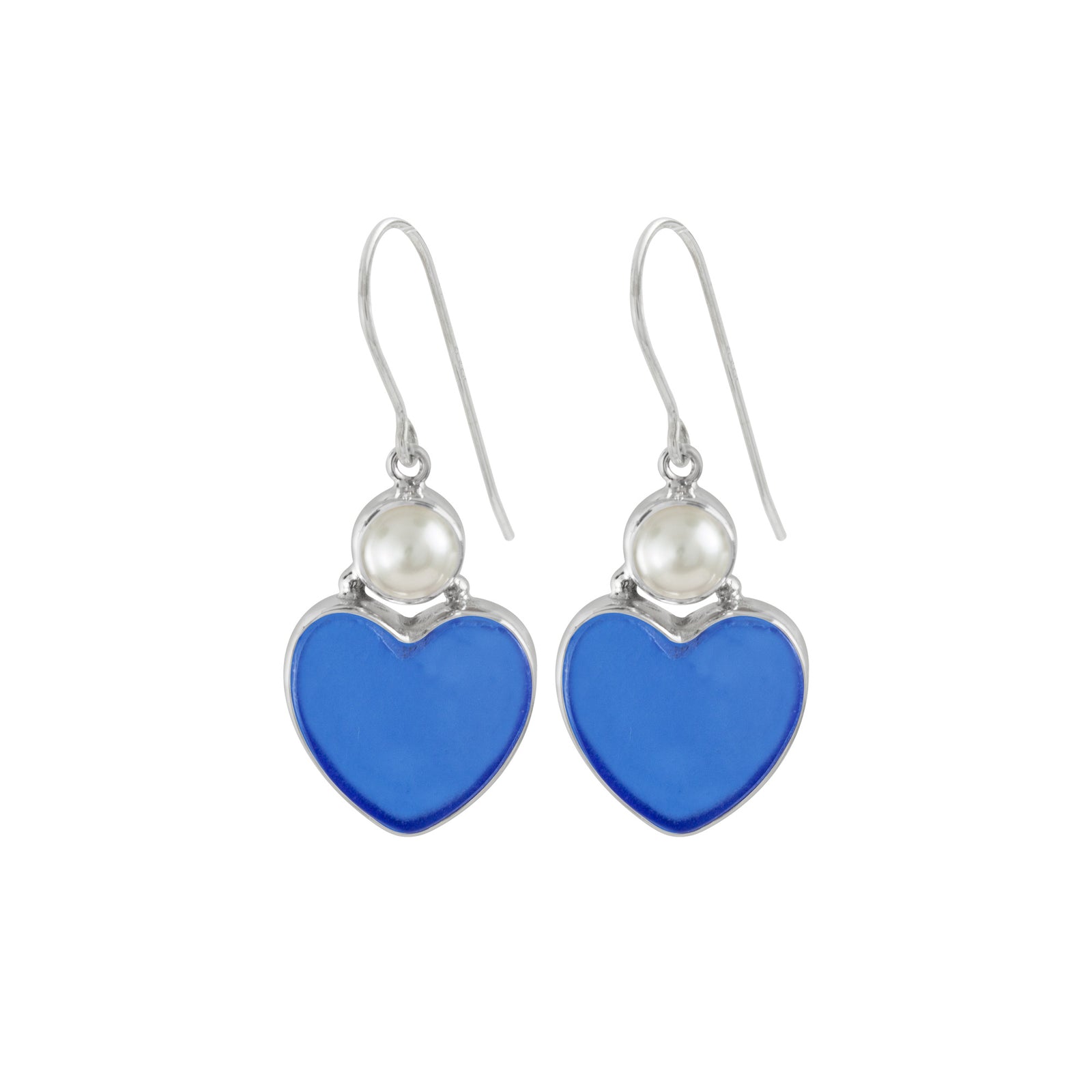 Silver Earring With Pearl And Sea Glass