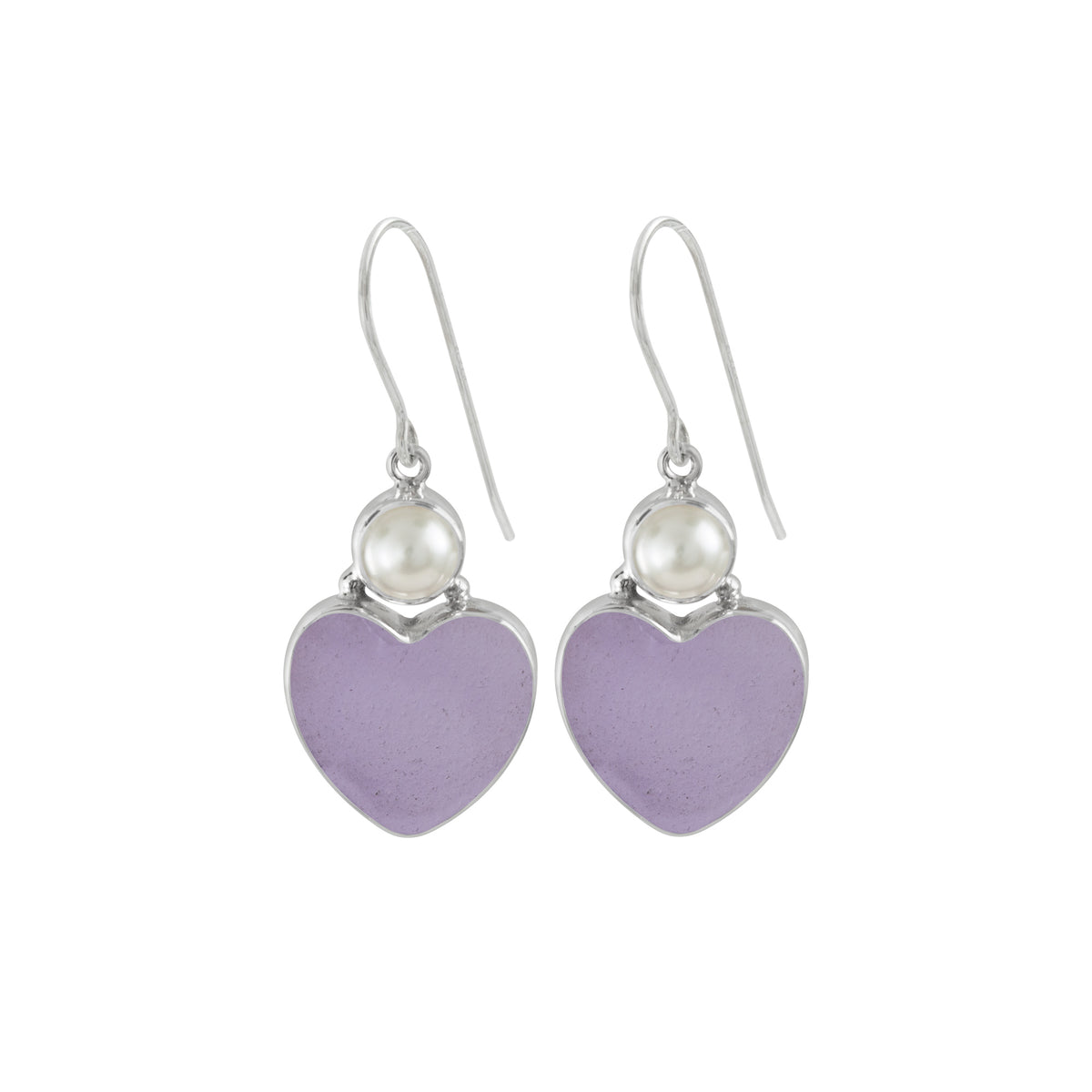 Silver Earring With Pearl And Sea Glass