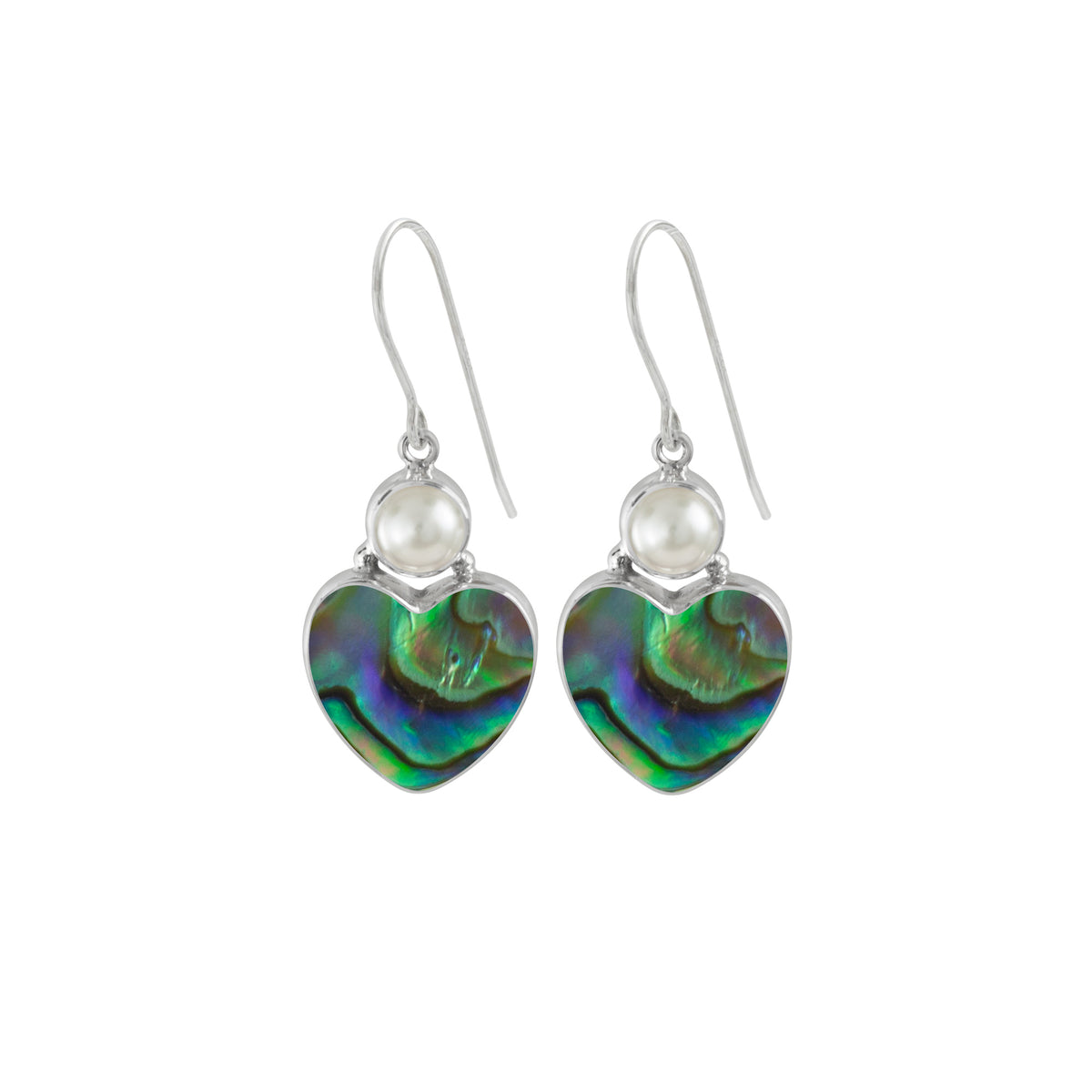 Silver Earring With Pearl And Paua Shell