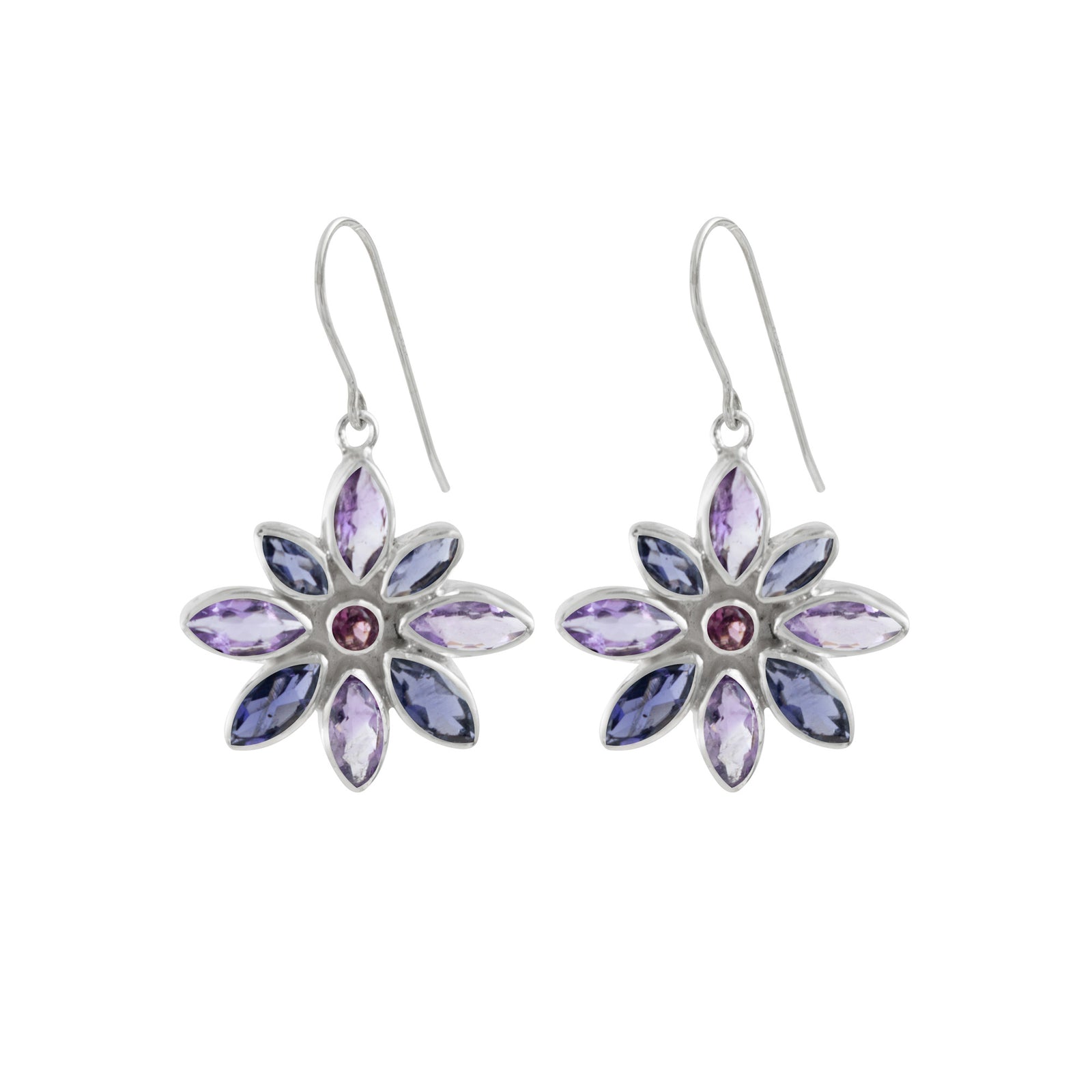 Sterling Silver Earring With  Marqouise Facet Stone