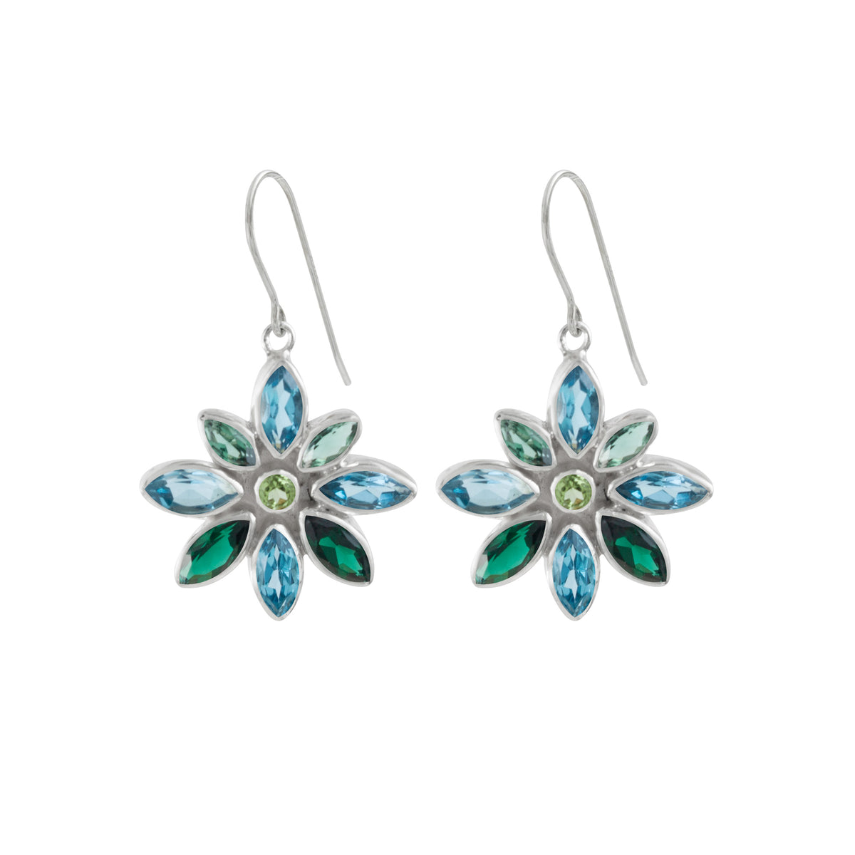 Sterling Silver Earring With  Marqouise Facet Stone