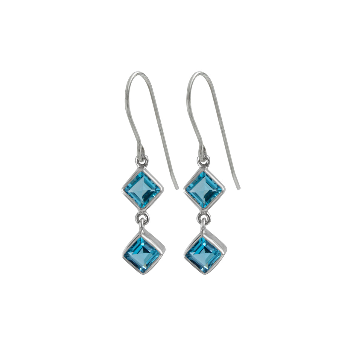 Silver Earring With Blue Topaz