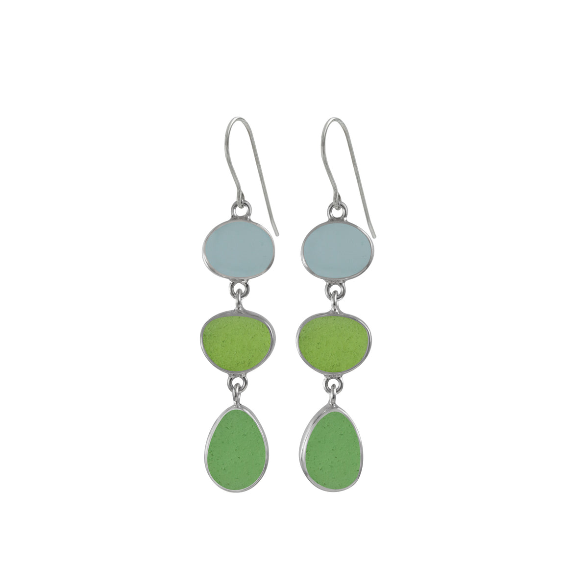 Silver Earring With Sea Glass