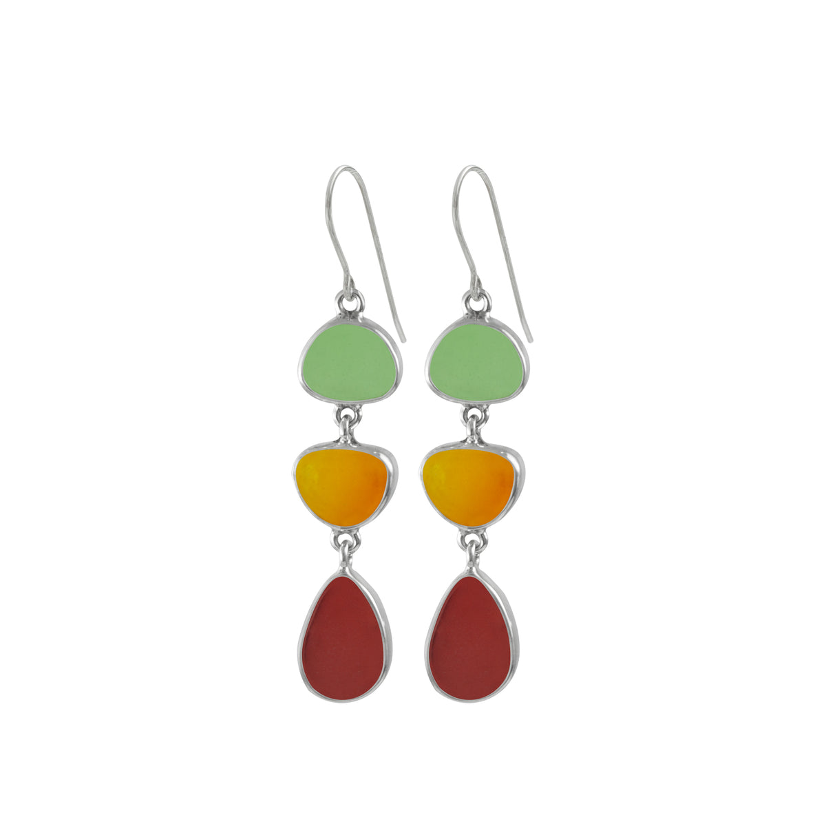 Silver Earring With Sea Glass