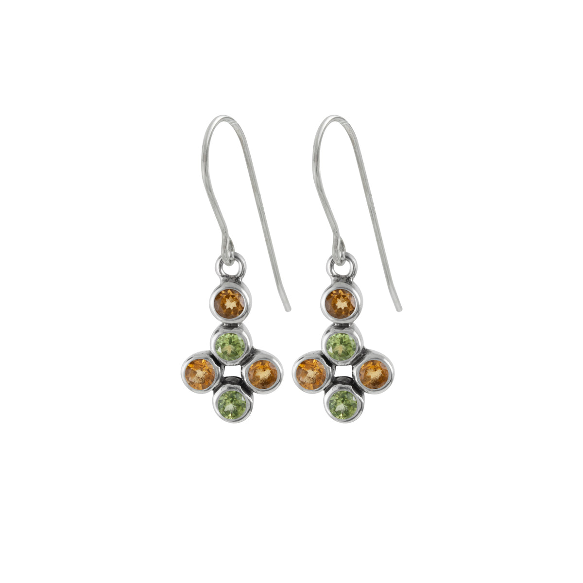 Sterling Silver Earring With Multi Color Facet Stone