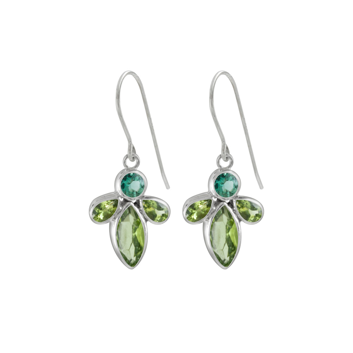 Sterling Silver Earring With Round And Marquise Stone