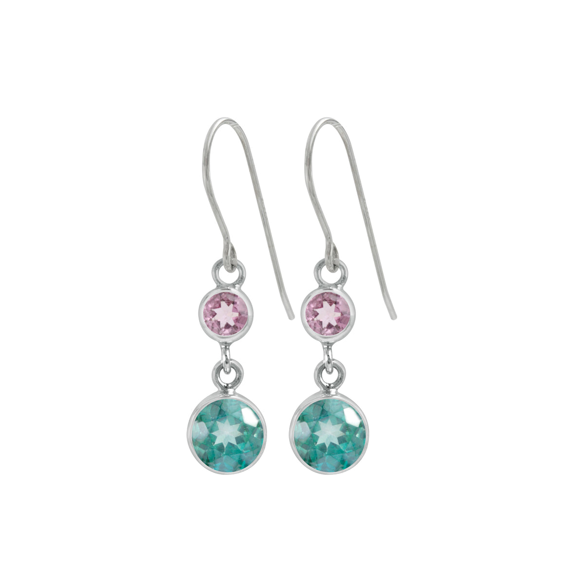 Simple Elagant Pink Tourmaline &amp; Topaz Earring
