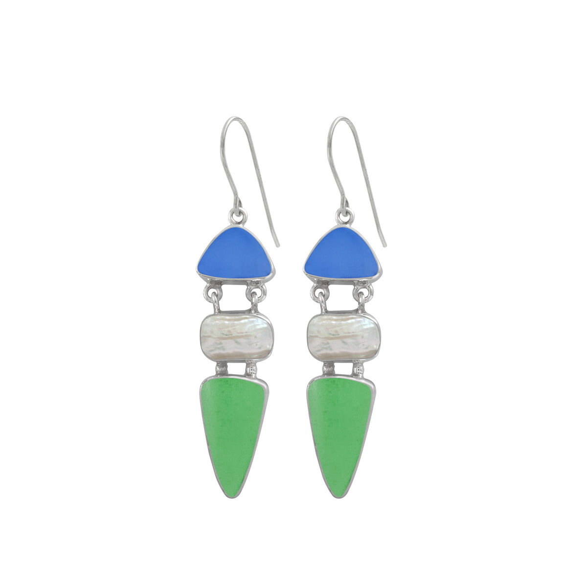 Exceptional Sea Glass and Pearl Earrings