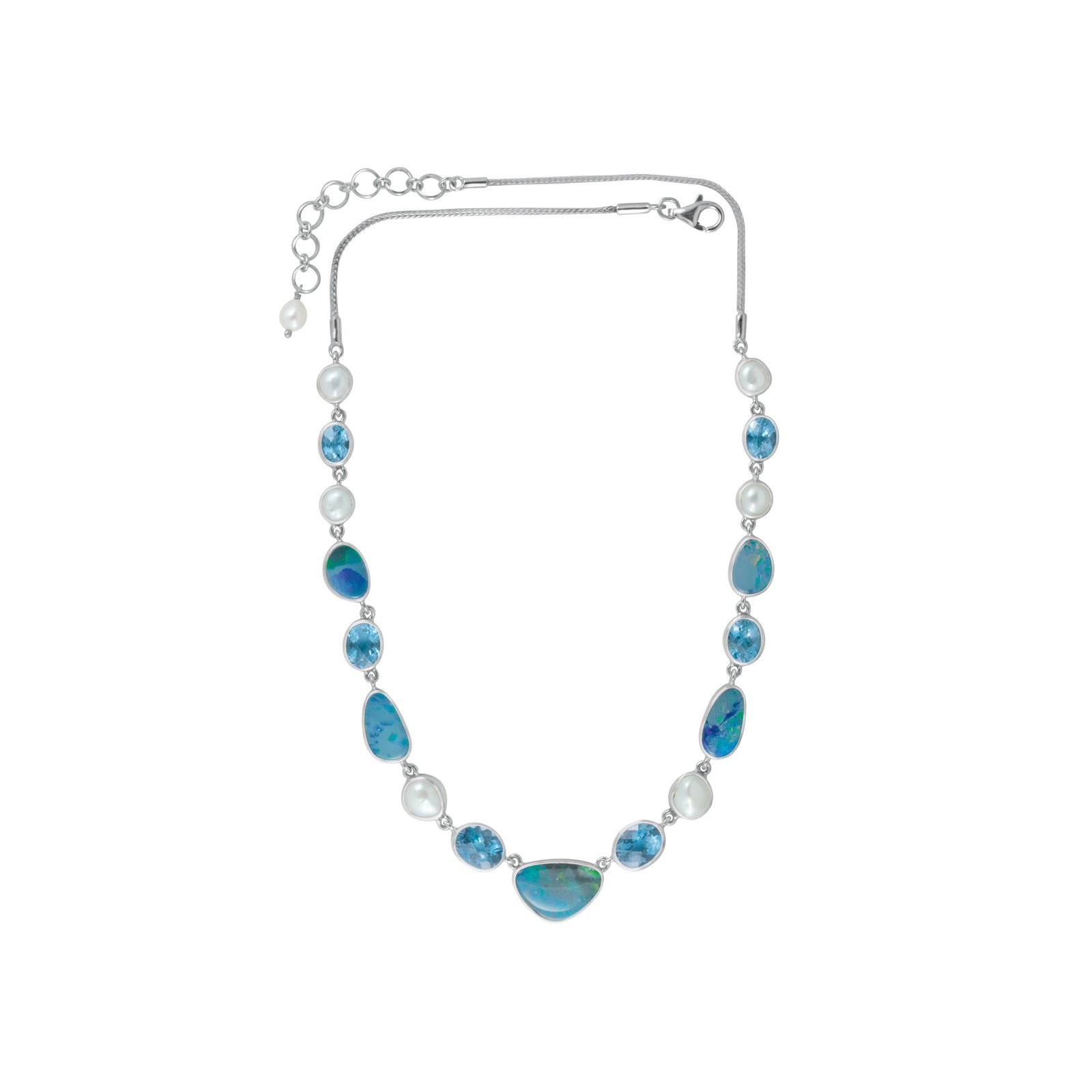 GORGEOUS OPAL & BLUE TOPAZ NECKLACE