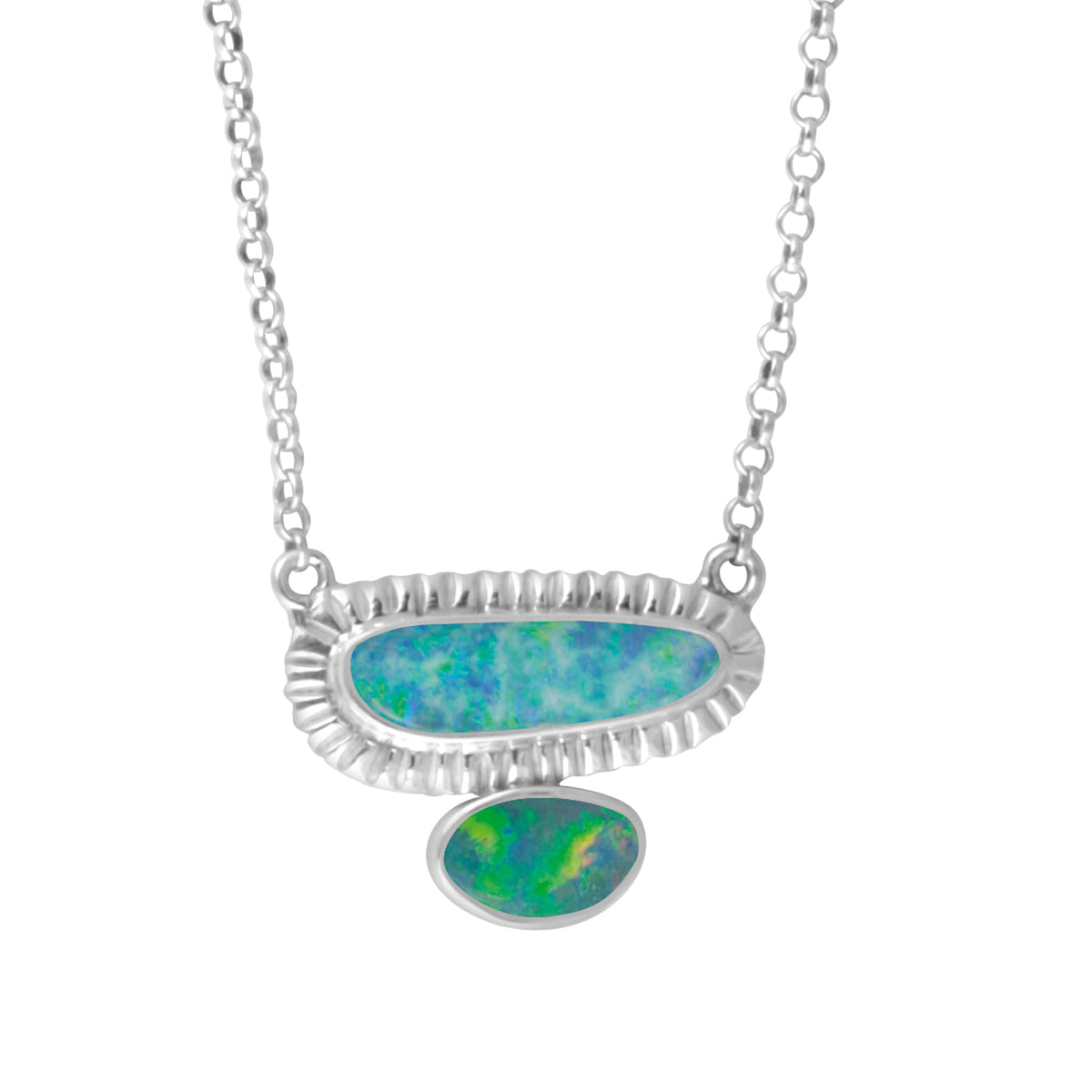 Sterling Silver Necklace With Opal Free Form