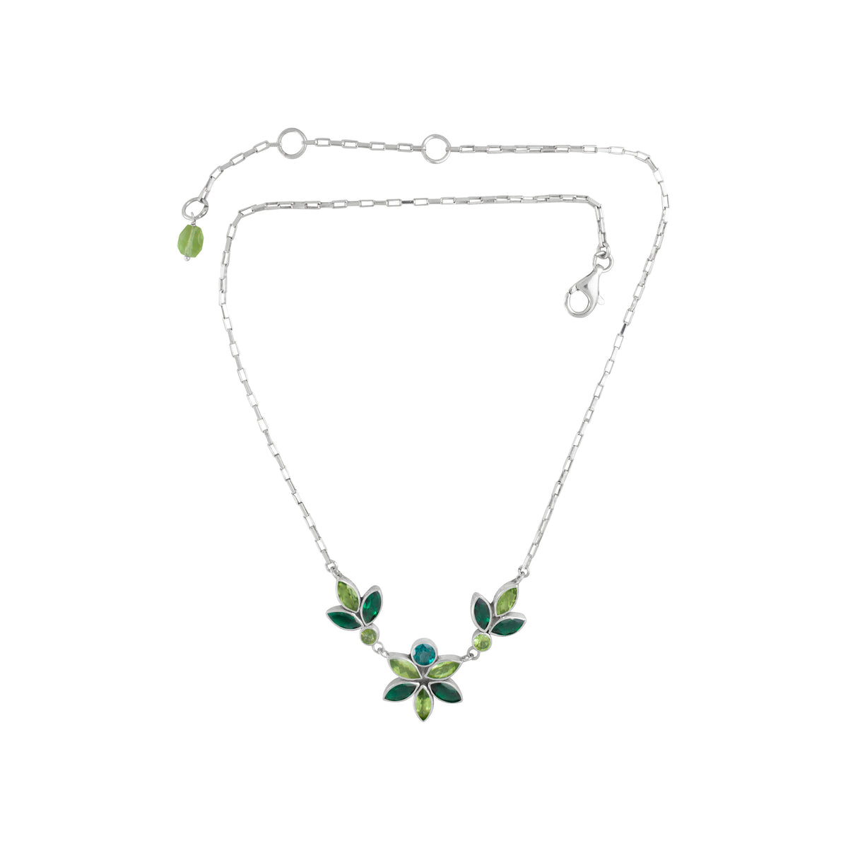 Silver Necklace With Blue Topaz, White Topaz