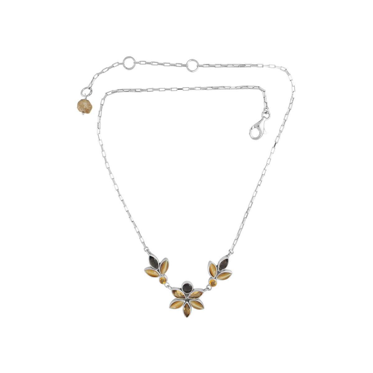 Silver Necklace With Blue Topaz, White Topaz