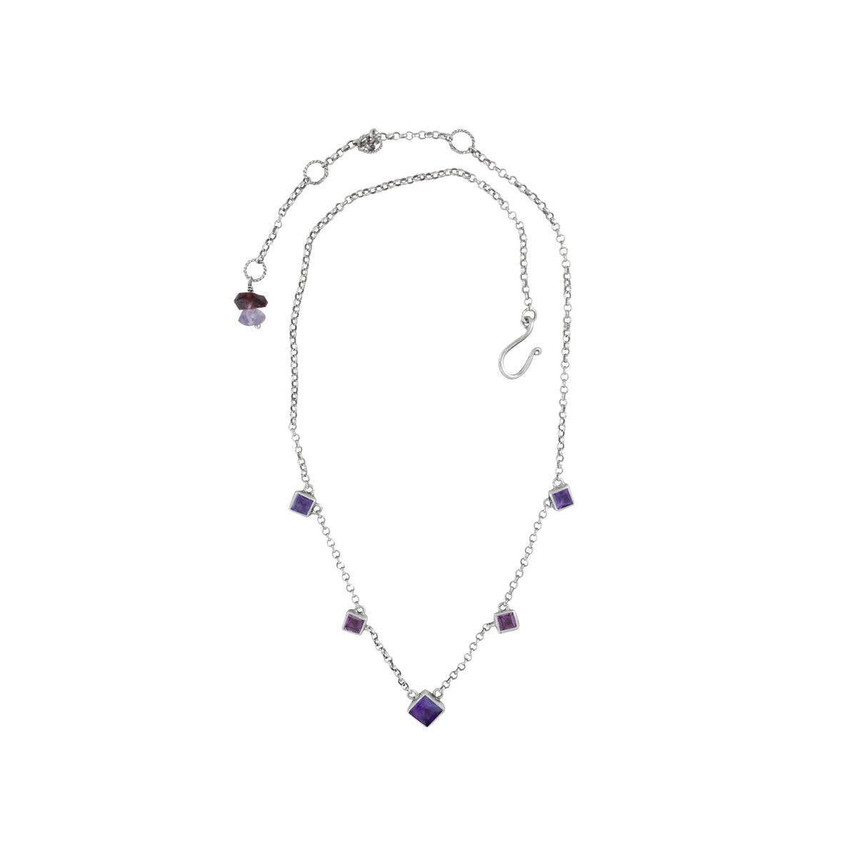 Silver Necklace With Blue Topaz And Chain
