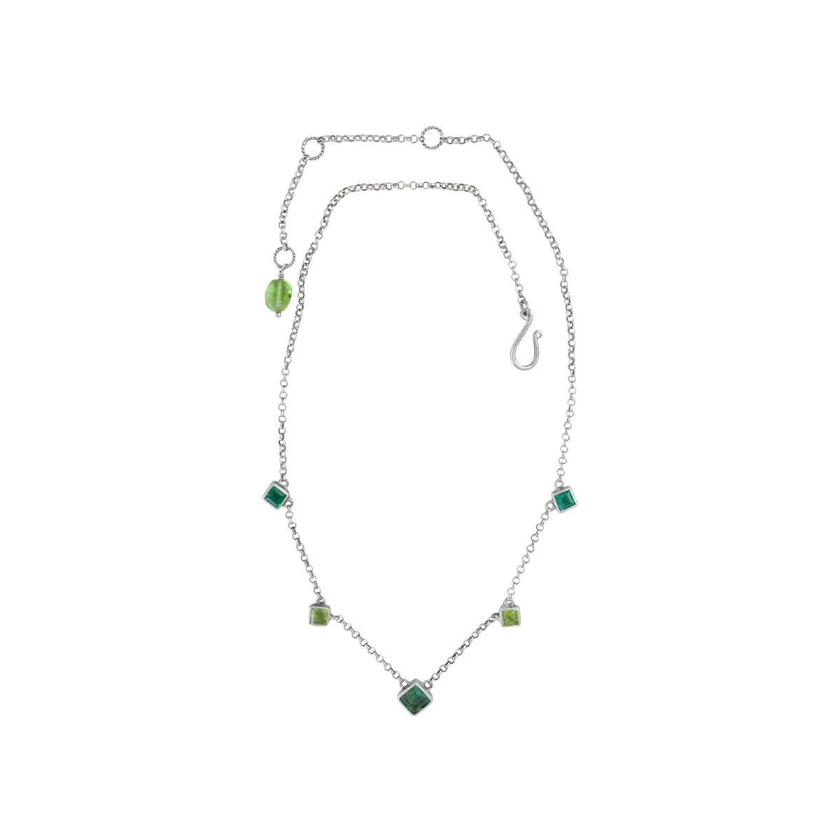 Silver Necklace With Blue Topaz And Chain