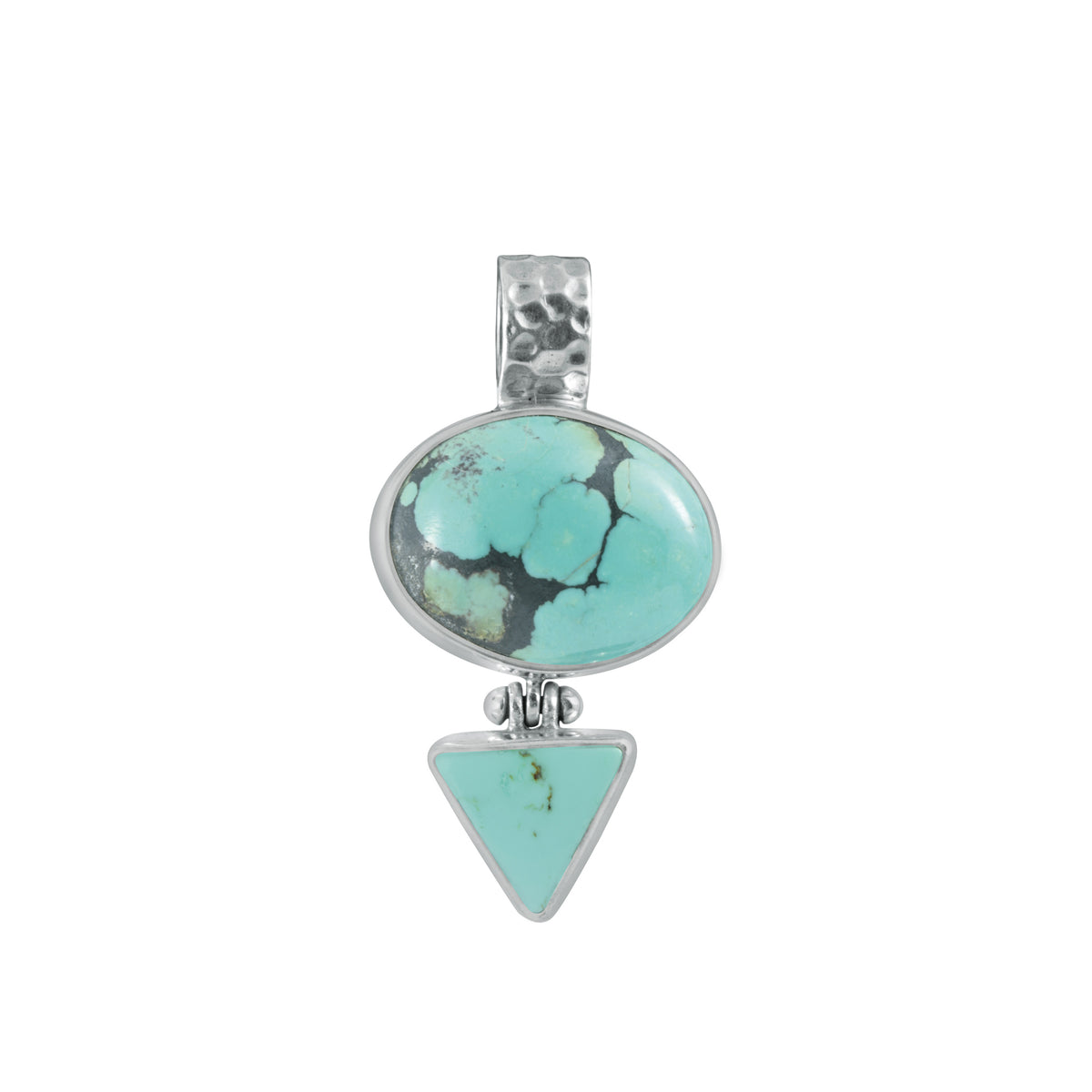 Sterling Silver Pendant With Oval, Triangle Turquoise Stone