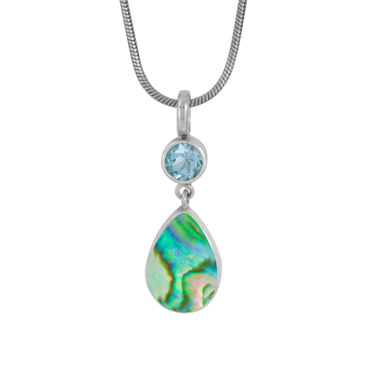 Simple &amp; Elagant Paua and Gem Stone Pendant