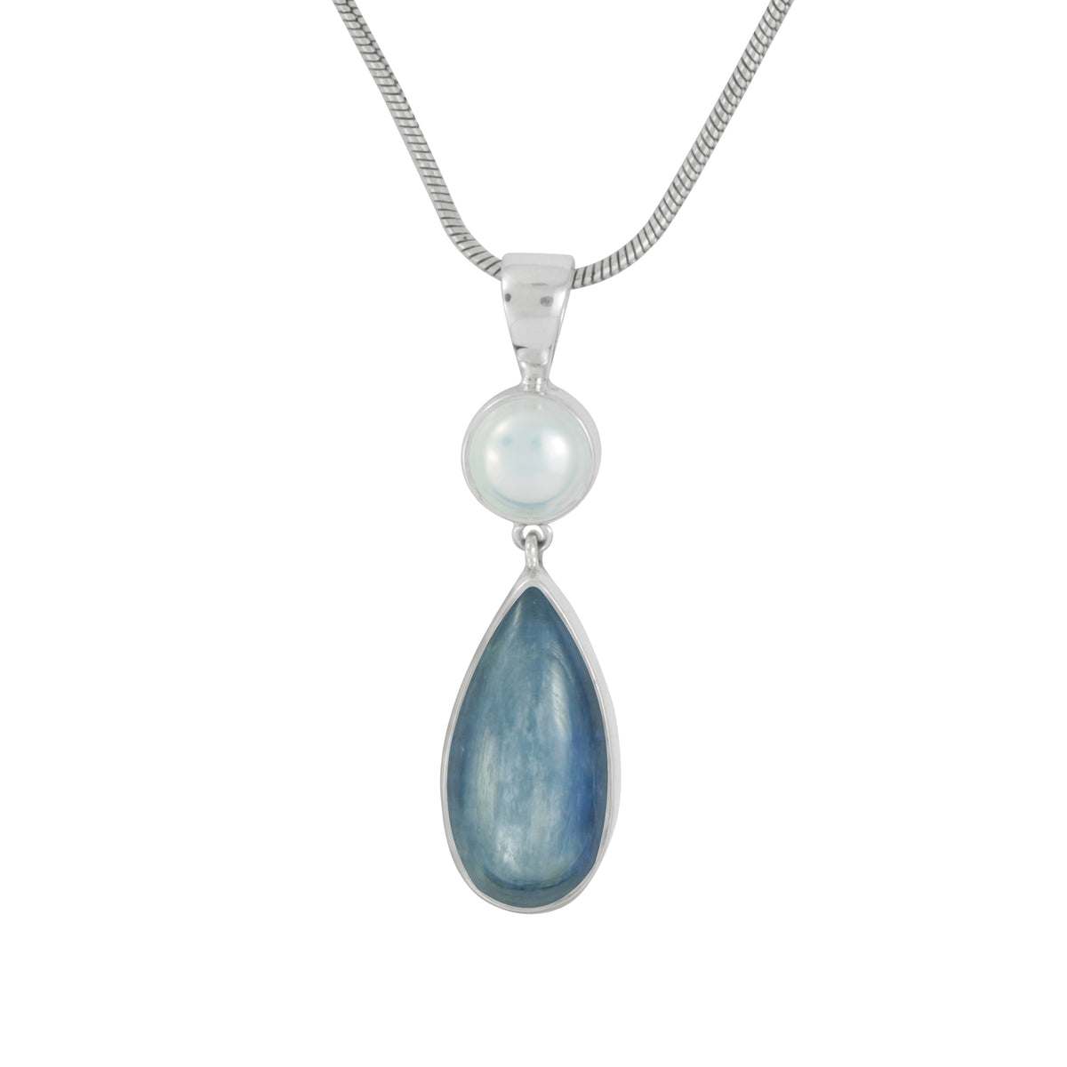 Sterling Silver Pendant With Pearl Round, Kynite Pearl Drop