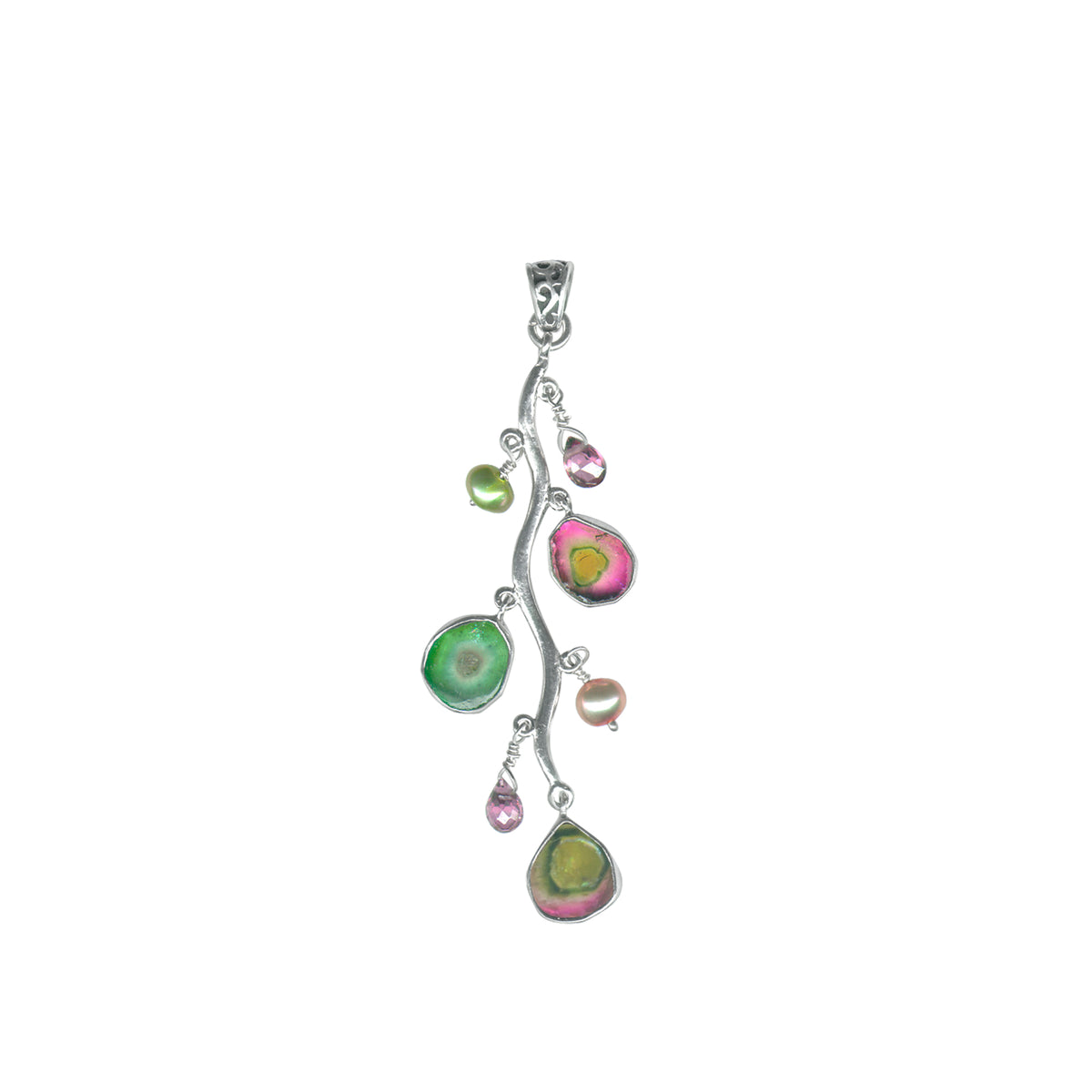 Sterling Silver Pendant With Branch And Watermelon