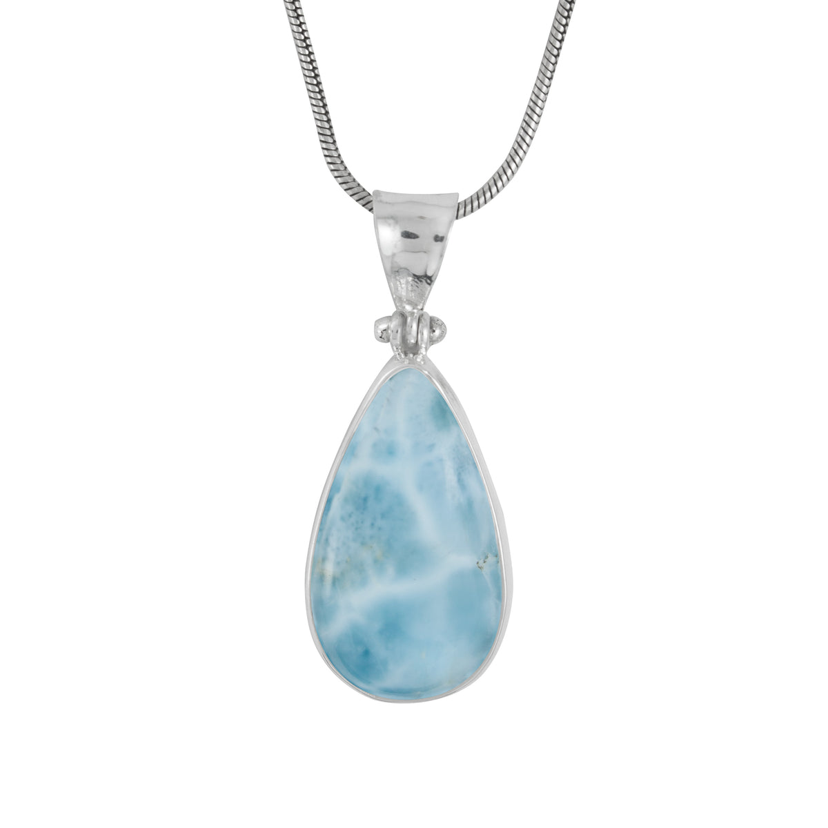 Sterling Silver Pendant With Larimar Pear Drop