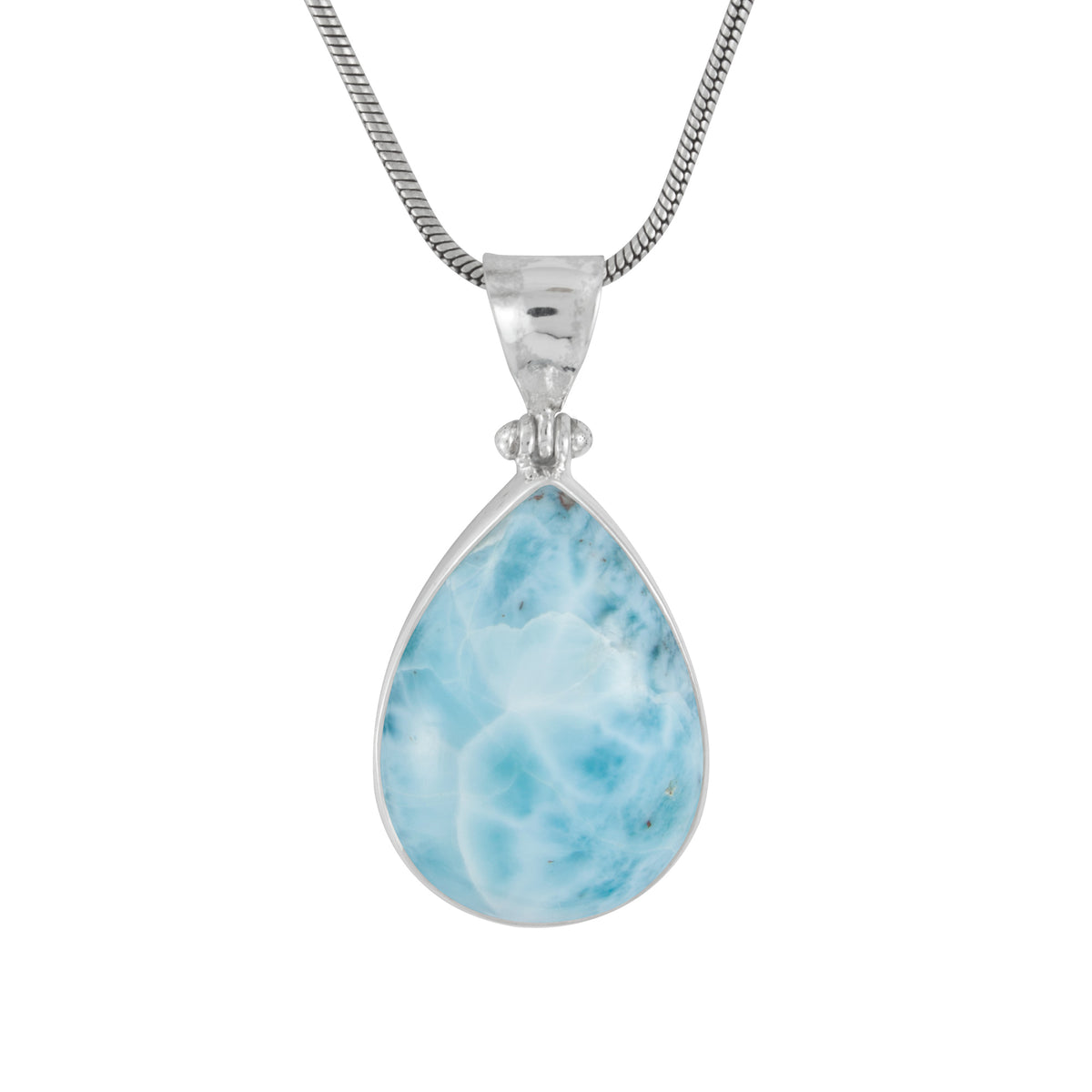 Sterling Silver Pendant With Larimar Pear Drop