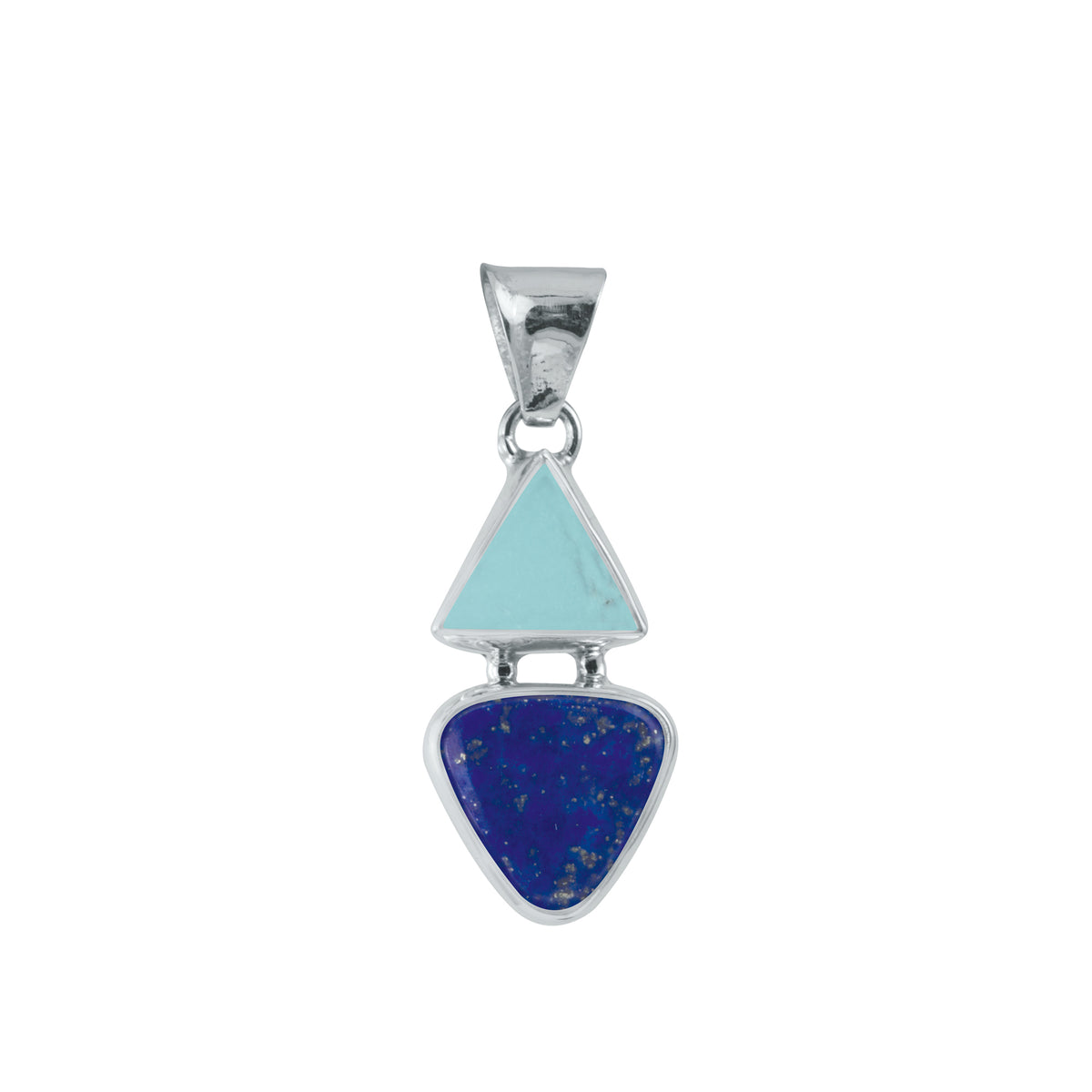 Sterling Silver Pendant With Turqoise, Lapis Triangle