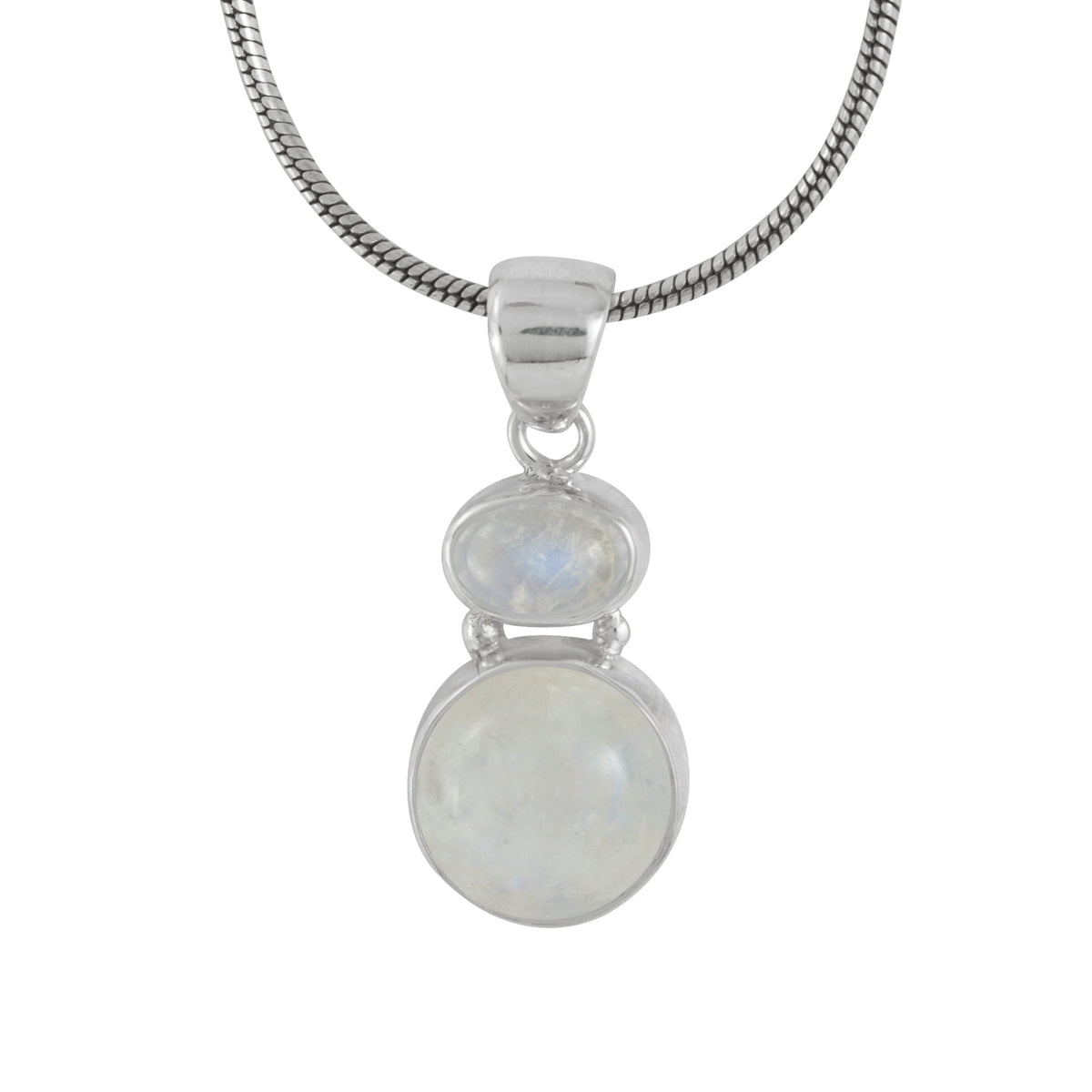 Gorgeous Rainbow Moonstone and Blue Topaz Pendant