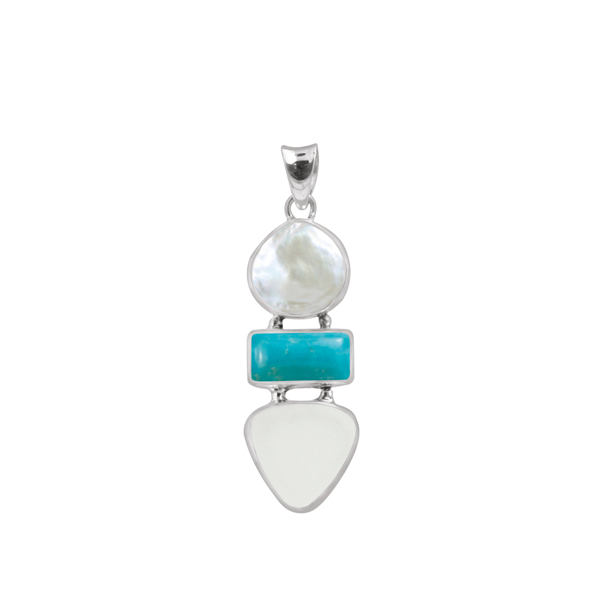 Turqoise and Aqua Sea Glass Pendant