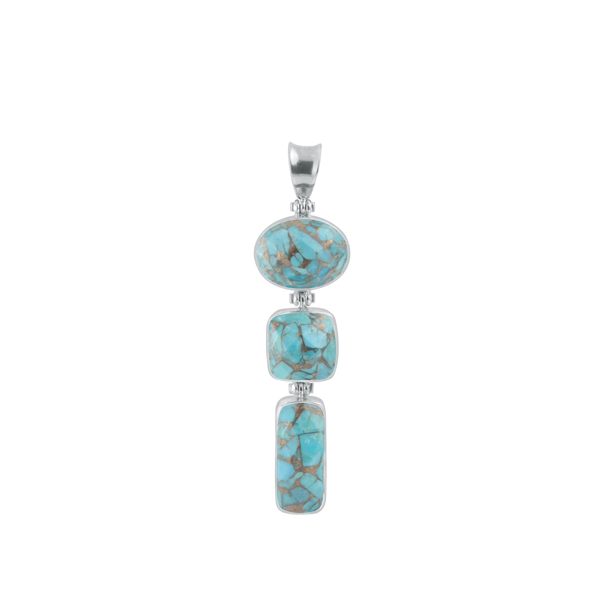 Turquoise with Copper Matrix 3 stone Pendant