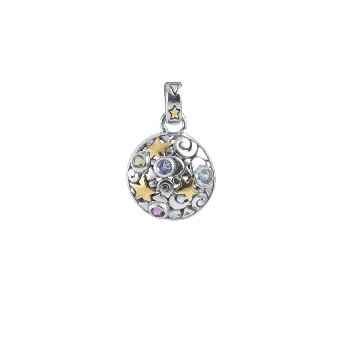Sterling Silver Gallaxy Collection Pendant With component, Multi Facet Round