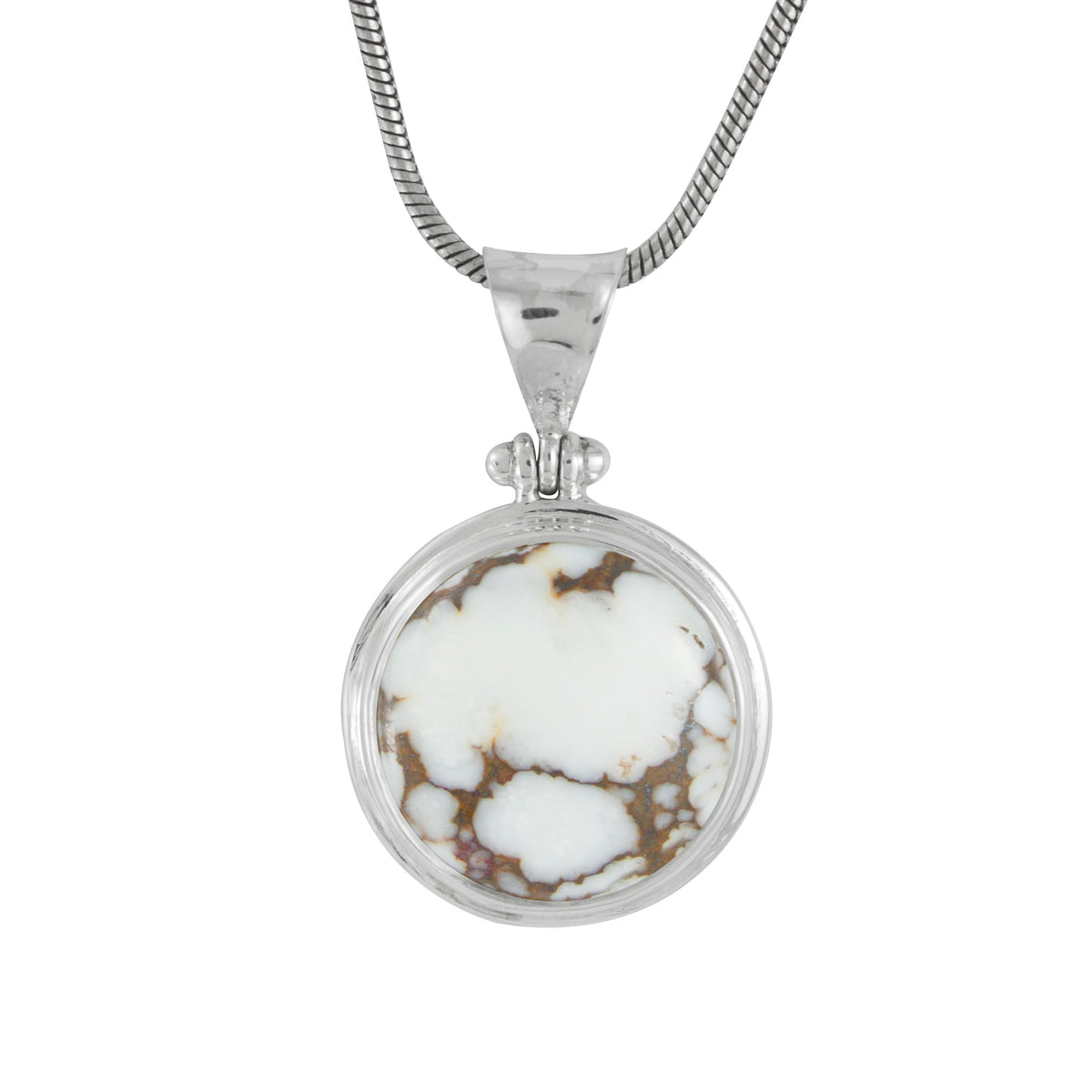 Sterling Silver Pendant With Iron Stone Round