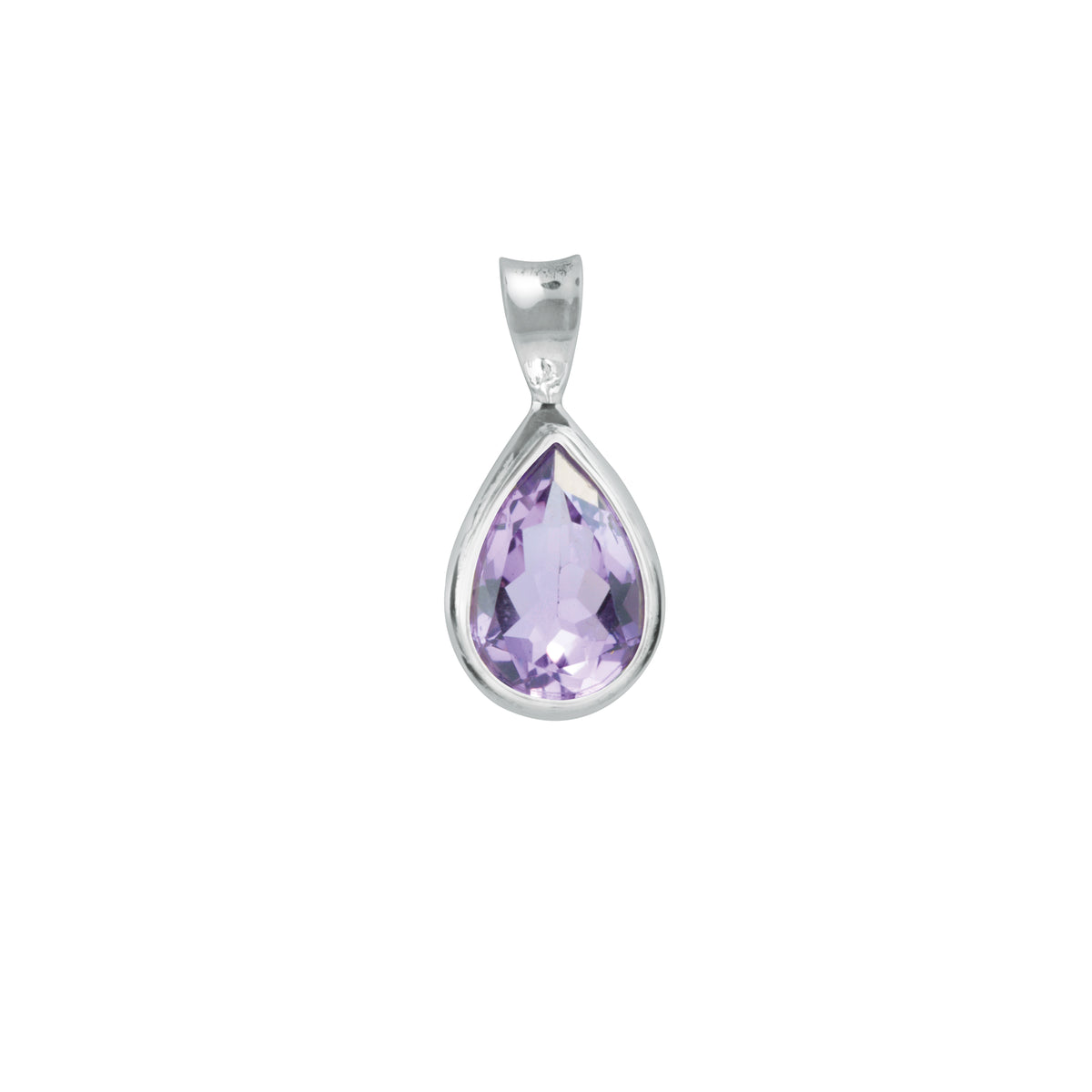 Sterling Silver Pendant With Amethyst Pear Facet