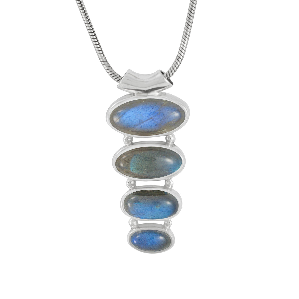 Sterling Silver With 4 Labradorite Oval