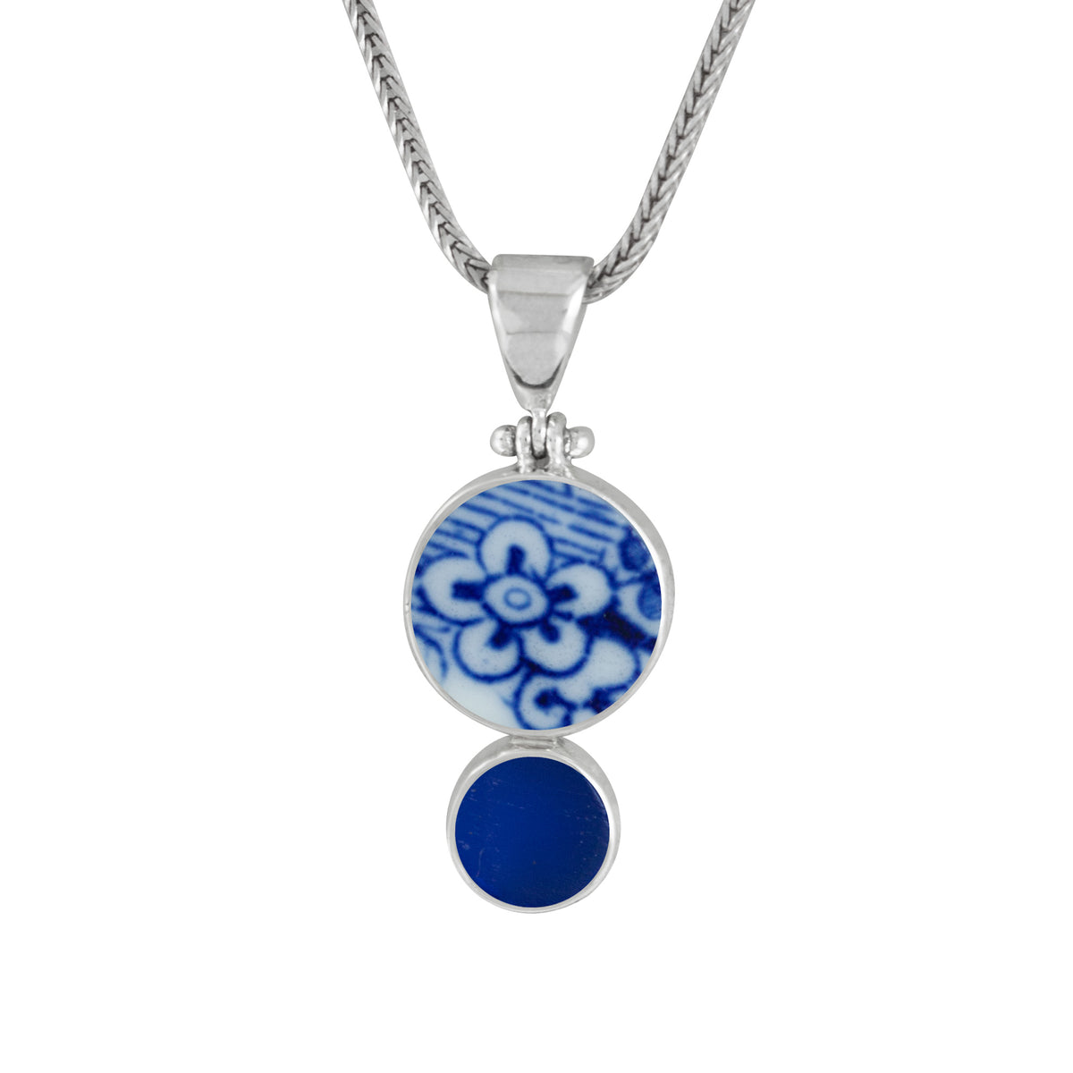 Vintage Pottery &amp; Sea Glass Pendant