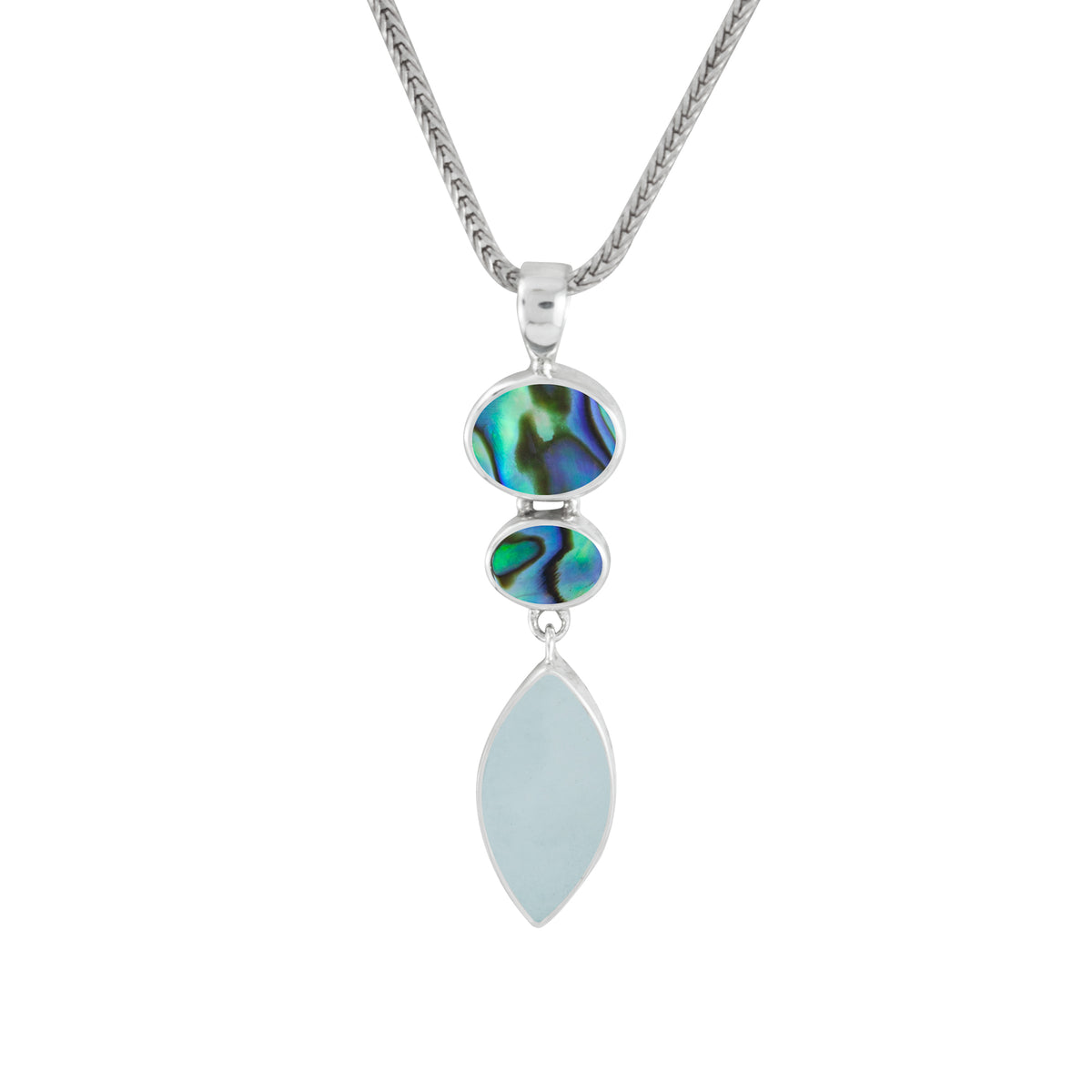 Sterling Silver Pendant With 2 Amethyst Oval Facet,  Sea Glass Lavender