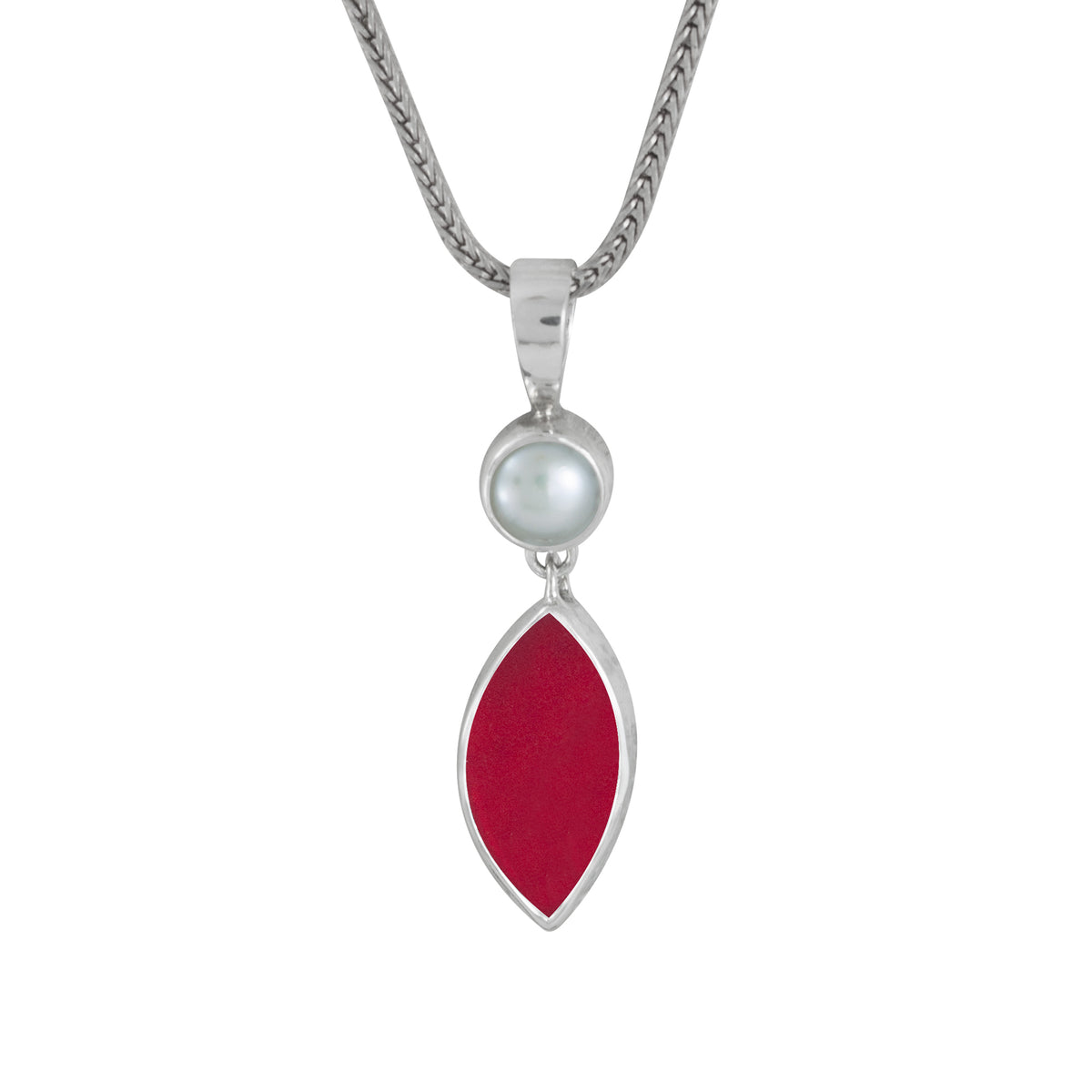 Sterling Silver Pendant With Pearl And Sea Glass