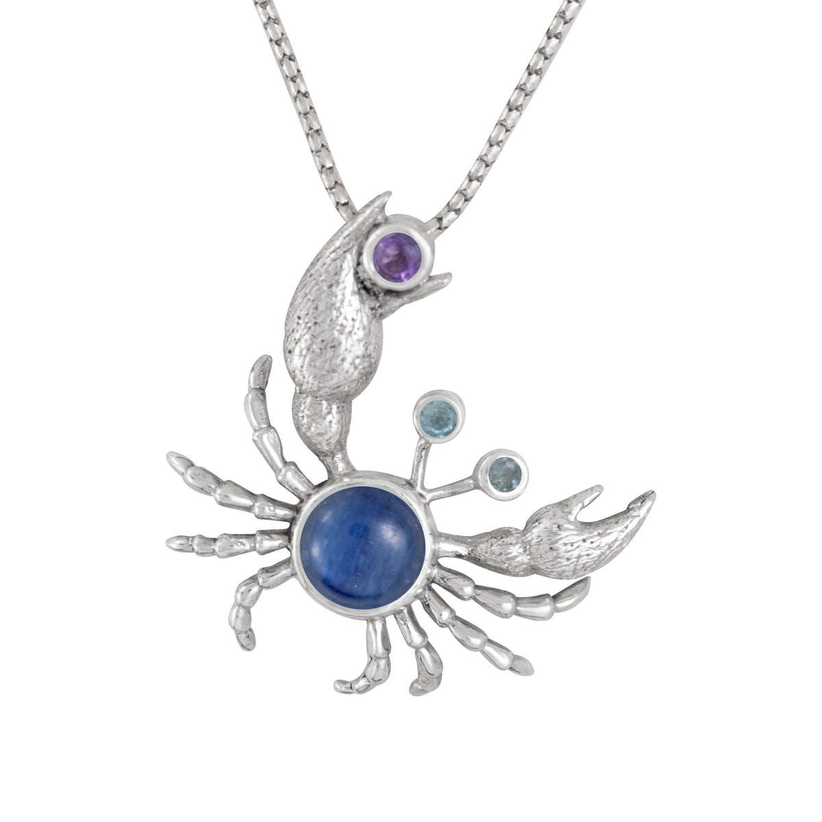 Silver Crab Pendant with Pearl and Gemstones