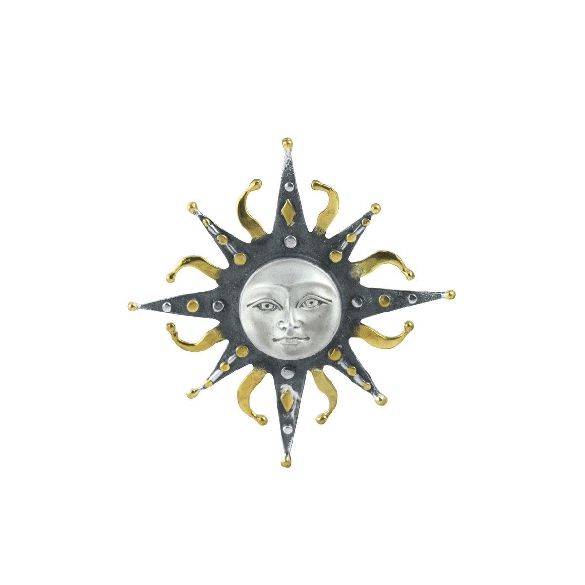 Sterling Silver Matte Sun Pin Pendant
